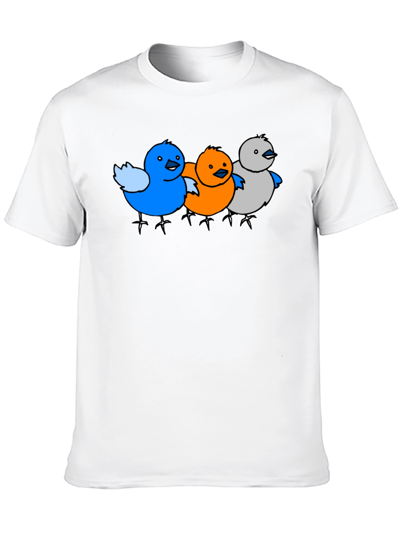 Cartoon Birds Graphic Black T-Shirt