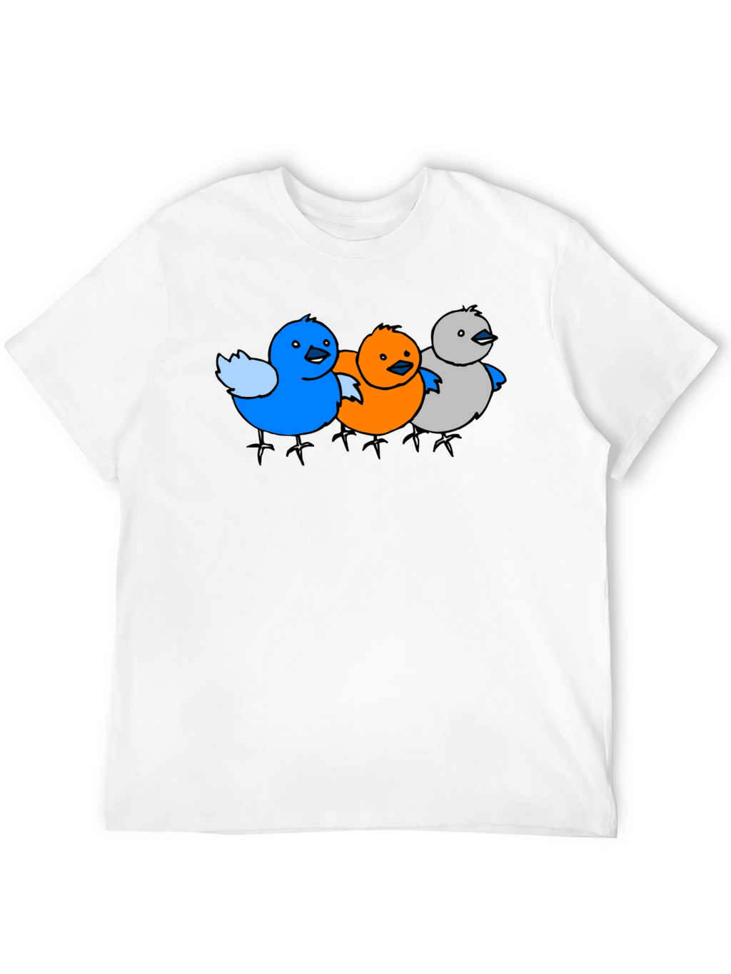 Cartoon Birds Graphic Black T-Shirt