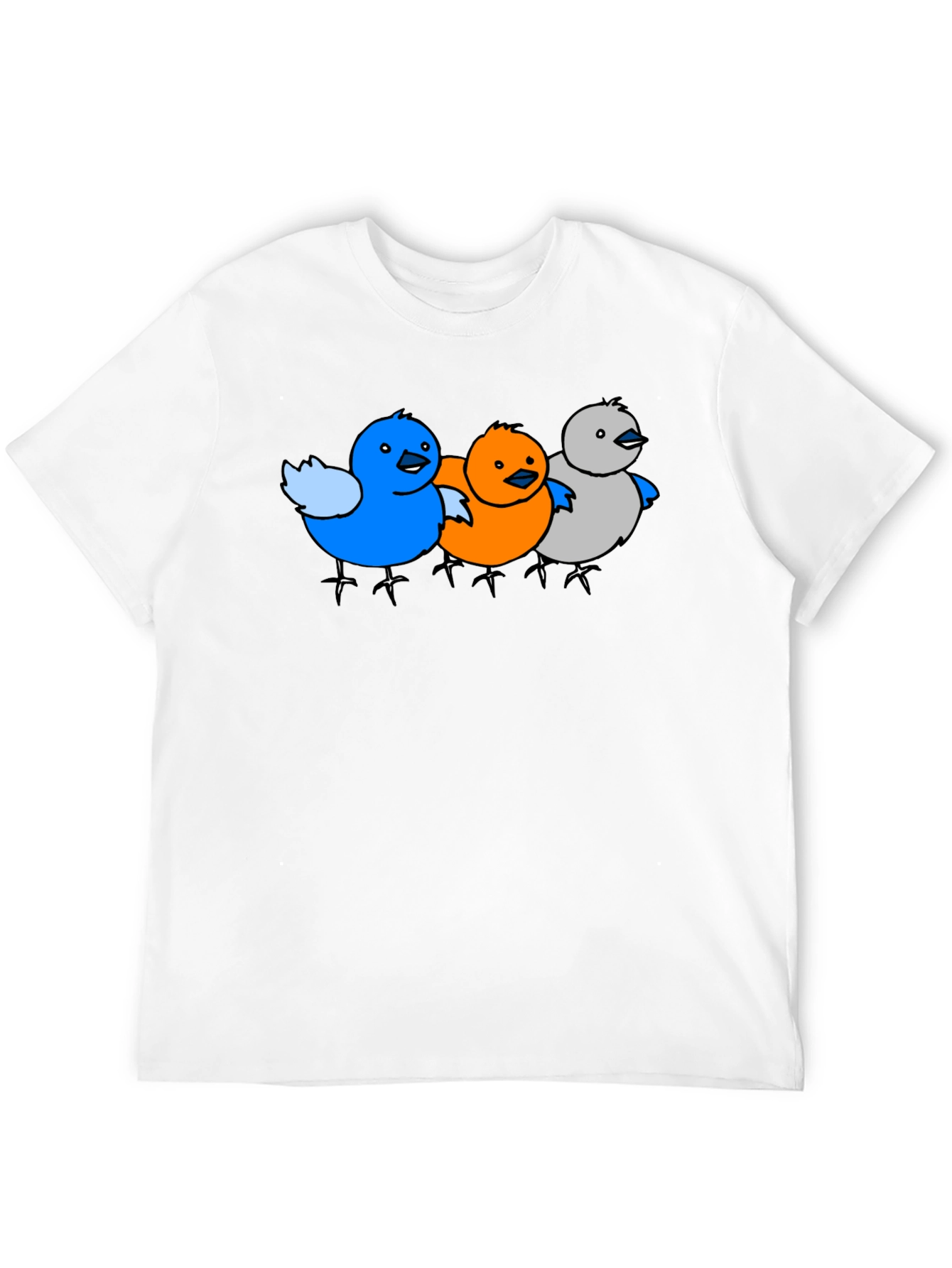 Cartoon Birds Graphic Black T-Shirt