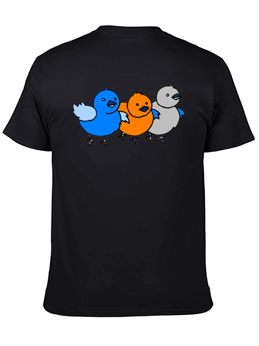 Cartoon Birds Graphic Black T-Shirt
