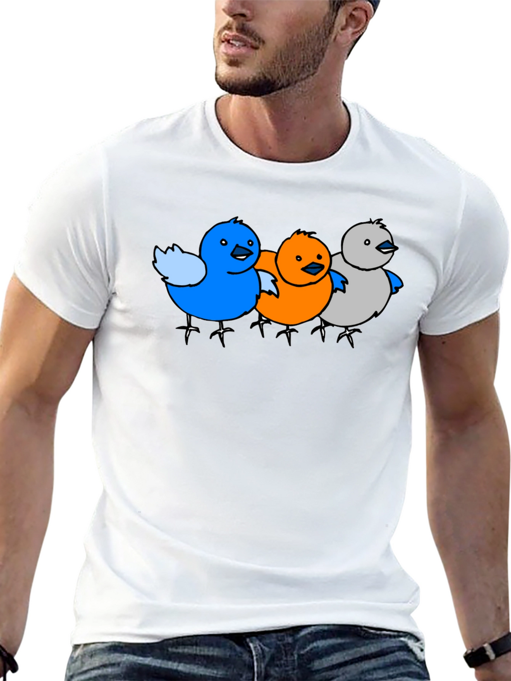 Cartoon Birds Graphic Black T-Shirt