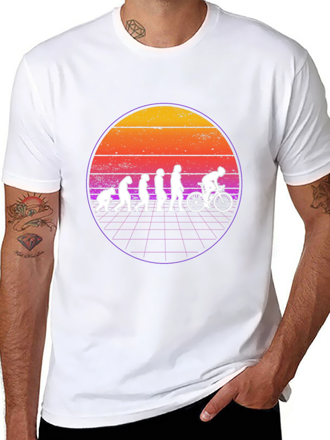 Evolution of Cycling T-Shirt - Retro Sunset