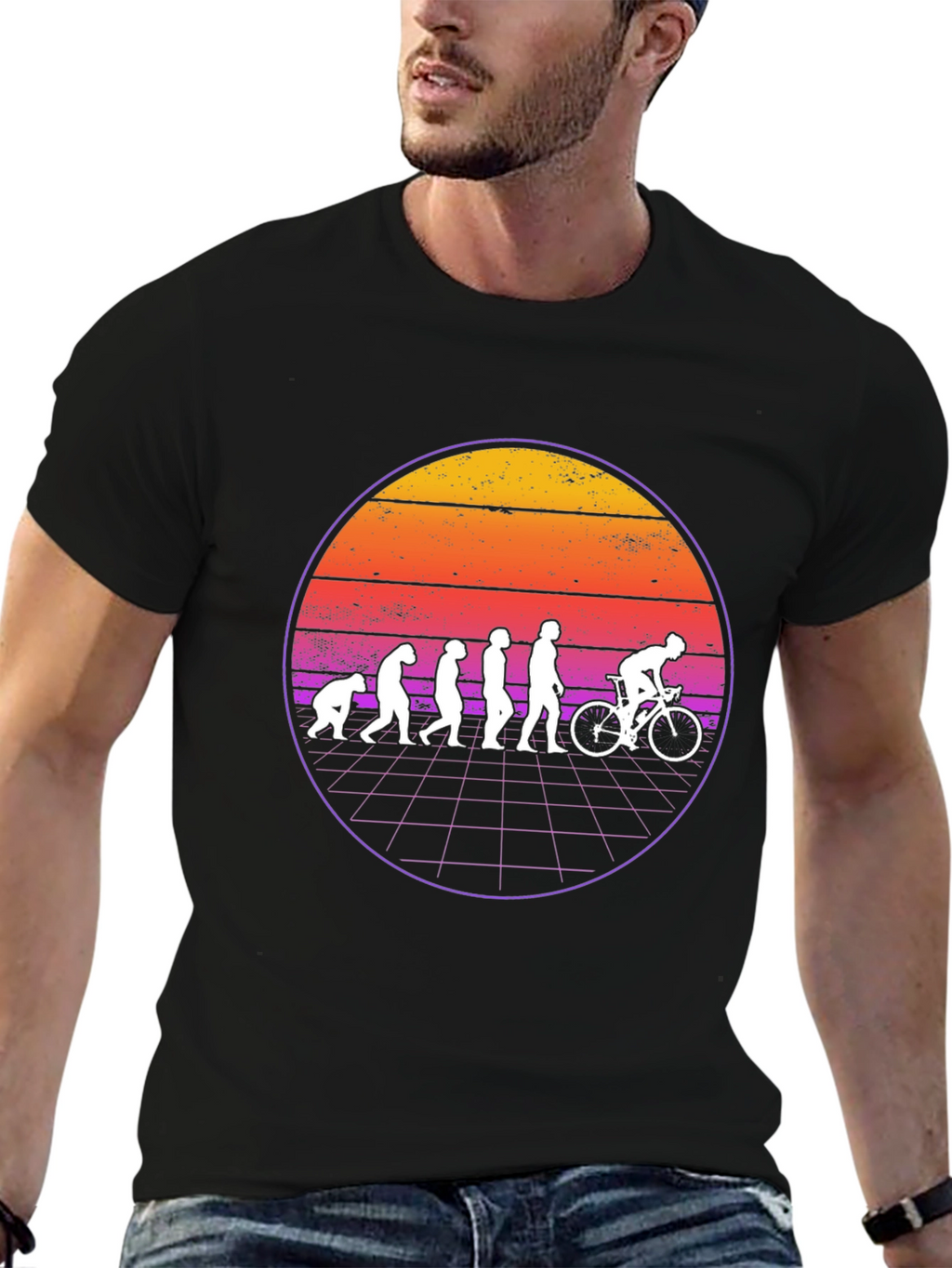 Evolution of Cycling T-Shirt - Retro Sunset
