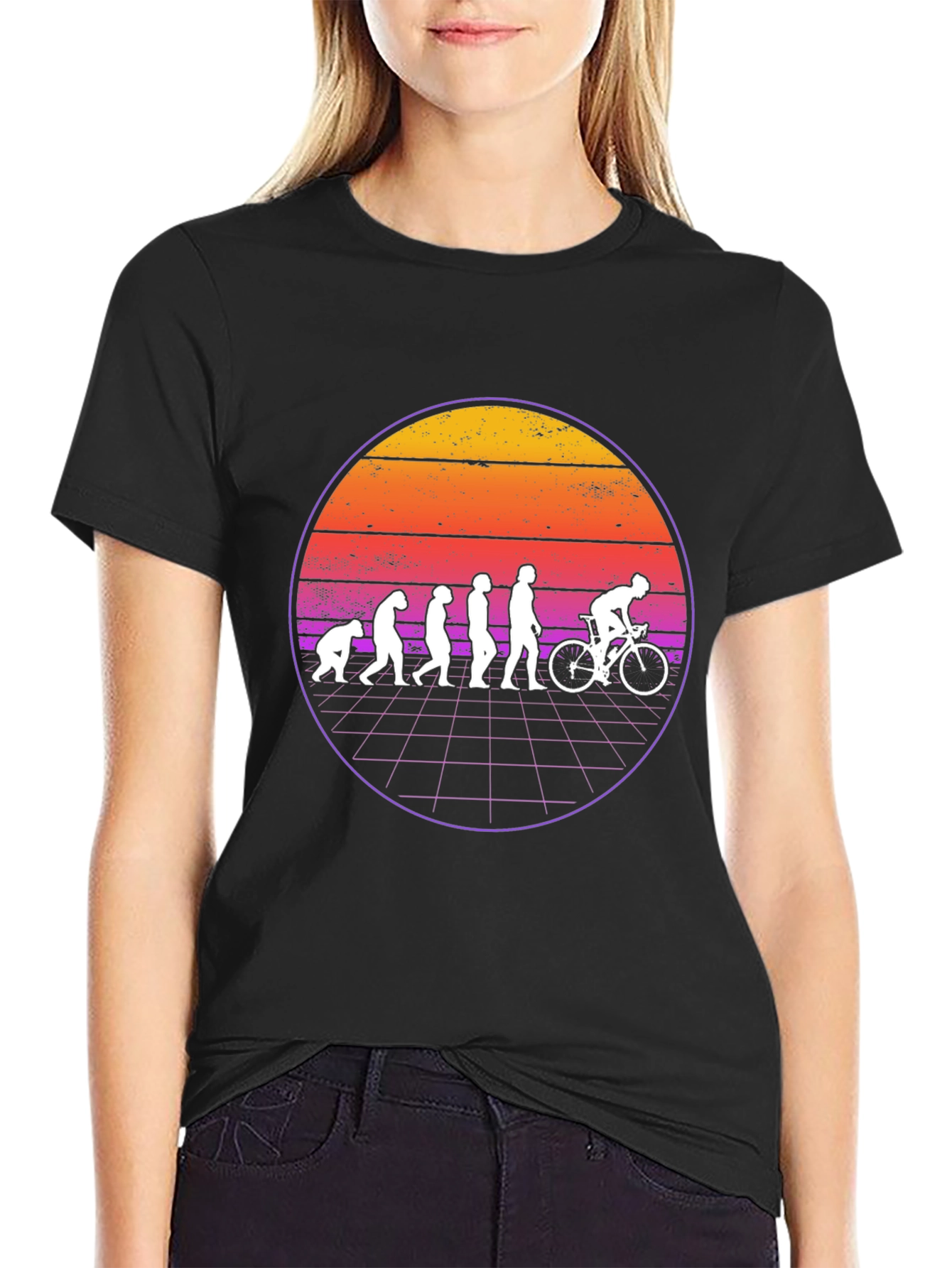 Evolution of Cycling T-Shirt - Retro Sunset