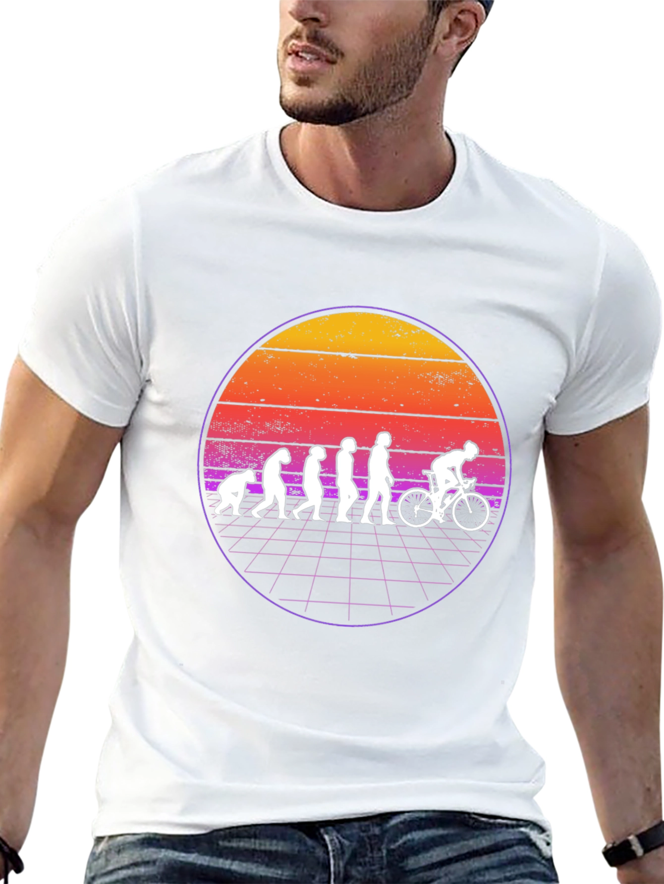 Evolution of Cycling T-Shirt - Retro Sunset