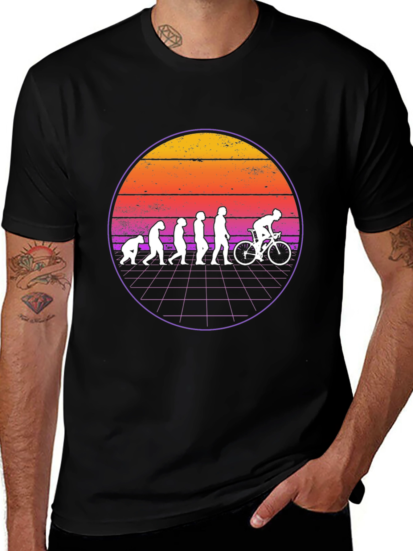 Evolution of Cycling T-Shirt - Retro Sunset