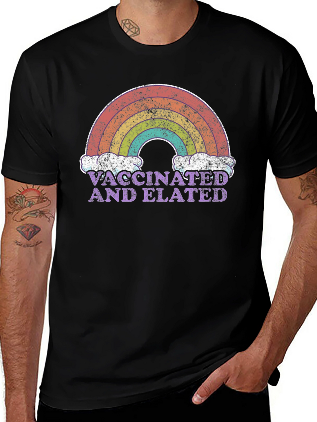 Vaccinated and Elated Rainbow T-Shirt