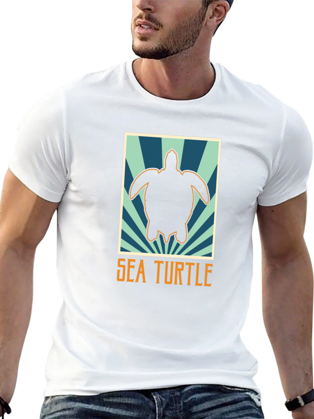 Sea Turtle Graphic Tee - Black Cotton T-Shirt