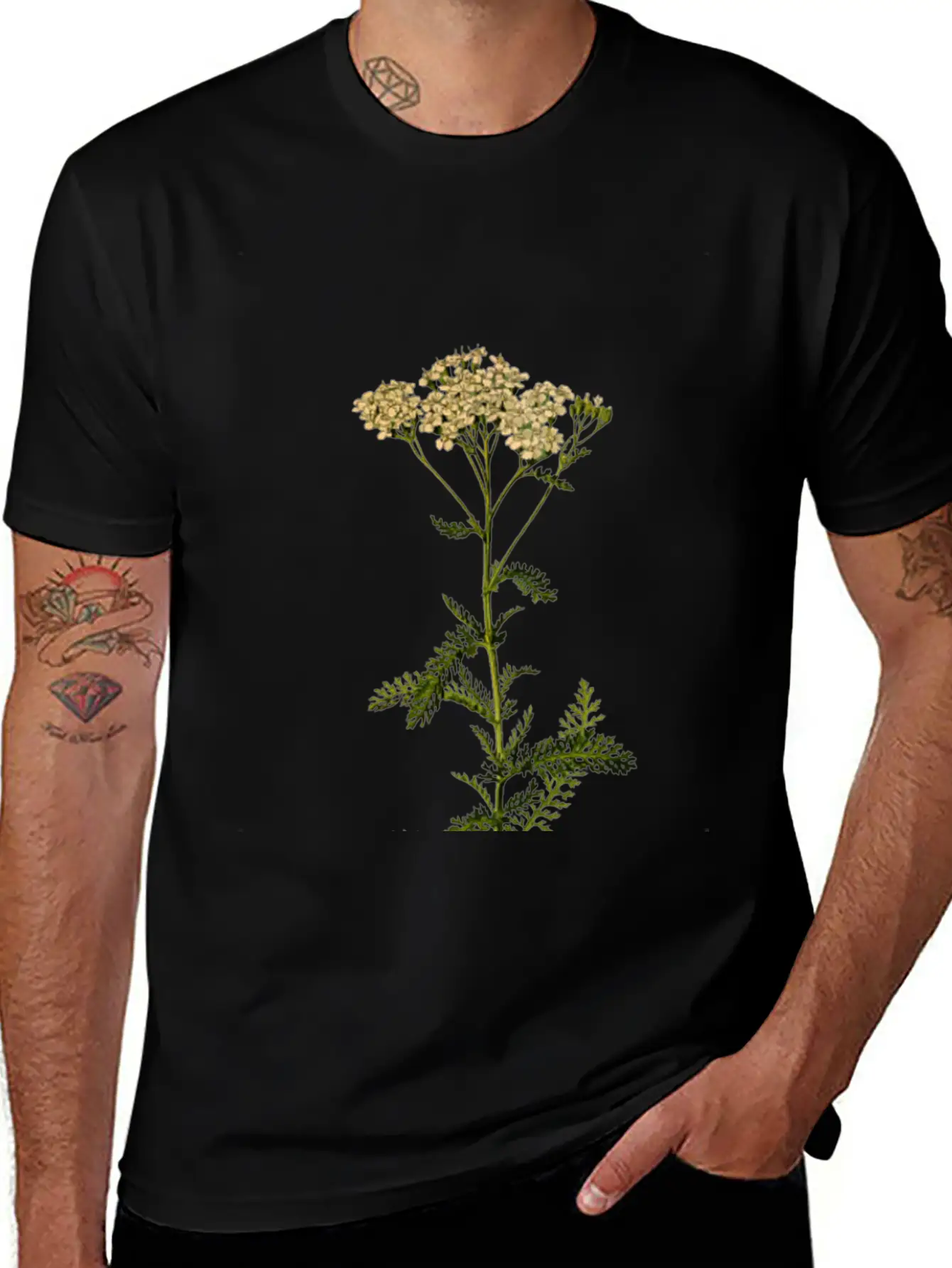Yarrow (detailed) Unisex Short Sleeve Soft Cotton T-Shirt – Casual Everyday Wear