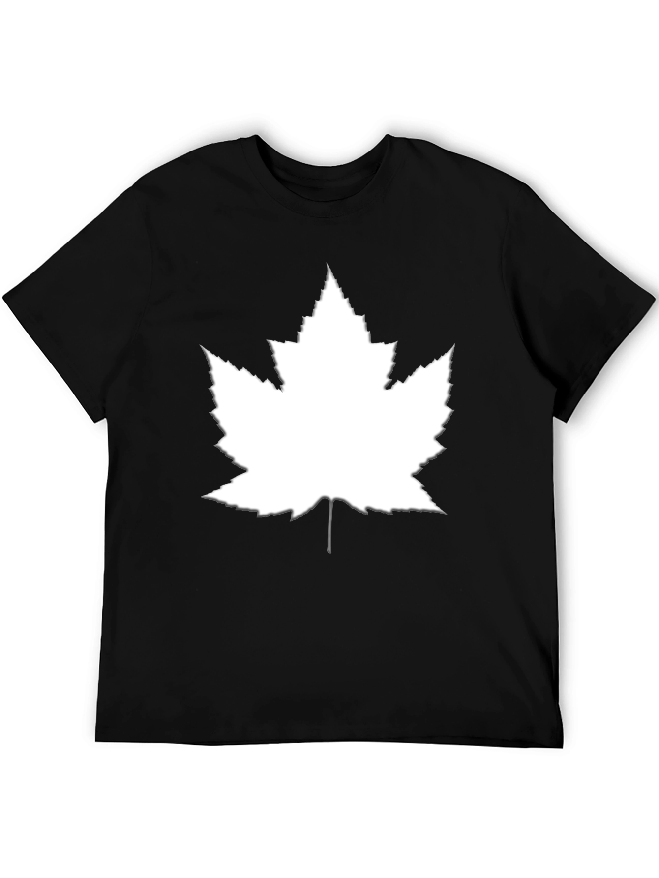 Maple Leaf Graphic Tee - Black Cotton Casual Top