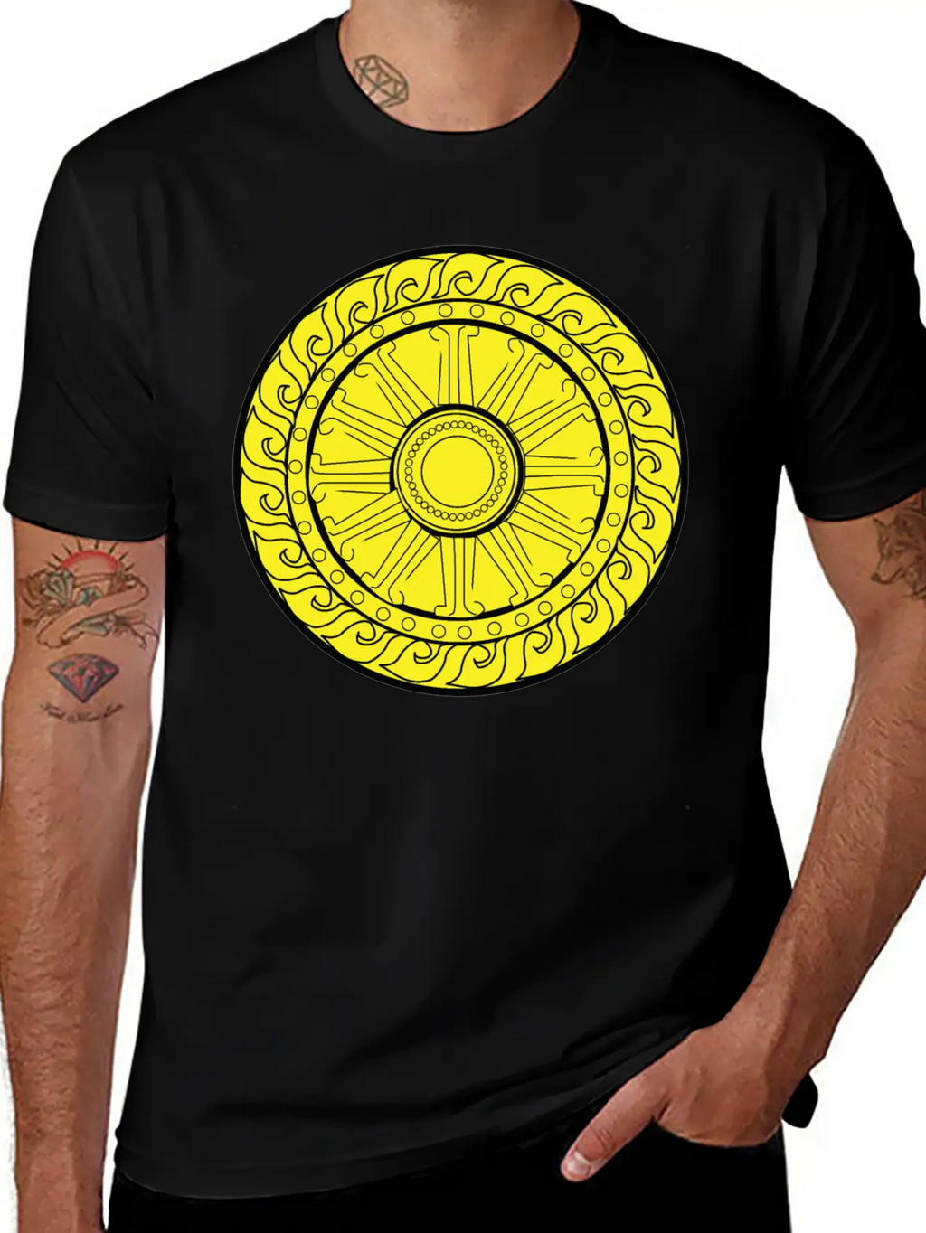 YELLOW CIRCULAR GEOMETRIC Unisex Casual T-Shirt – Clean Design For Daily Comfort