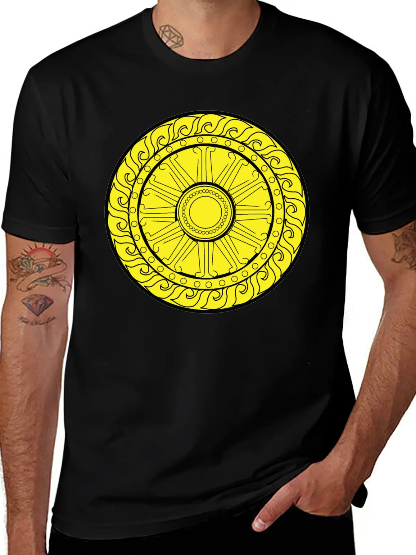YELLOW CIRCULAR GEOMETRIC Unisex Casual T-Shirt – Clean Design For Daily Comfort