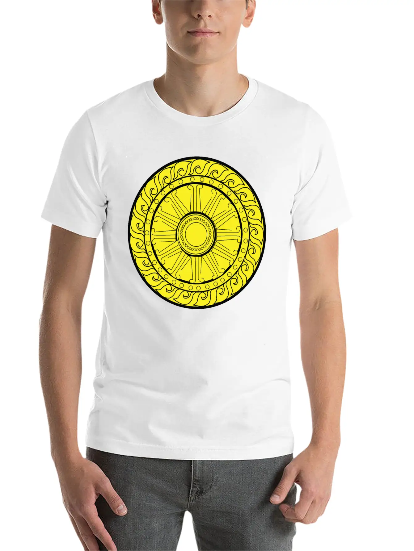 YELLOW CIRCULAR GEOMETRIC Unisex Casual T-Shirt – Clean Design For Daily Comfort