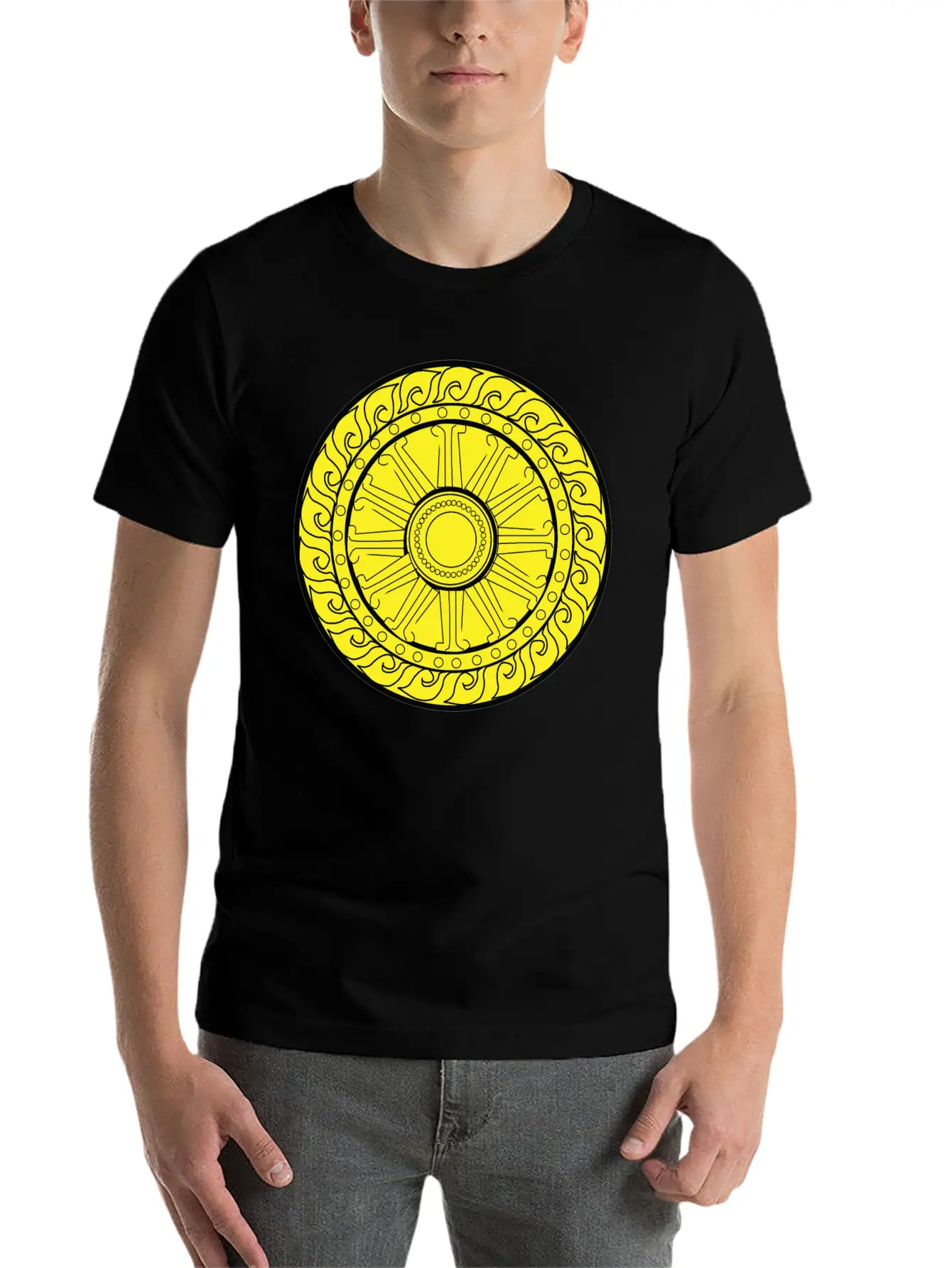 YELLOW CIRCULAR GEOMETRIC Unisex Casual T-Shirt – Clean Design For Daily Comfort