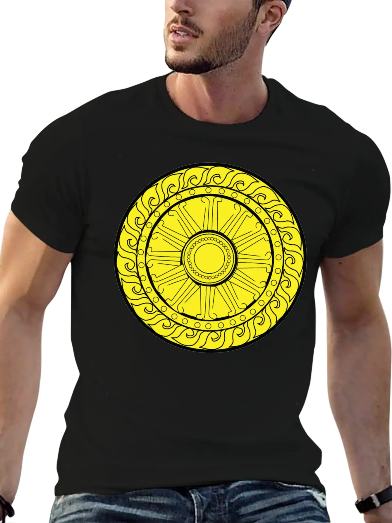 YELLOW CIRCULAR GEOMETRIC Unisex Casual T-Shirt – Clean Design For Daily Comfort