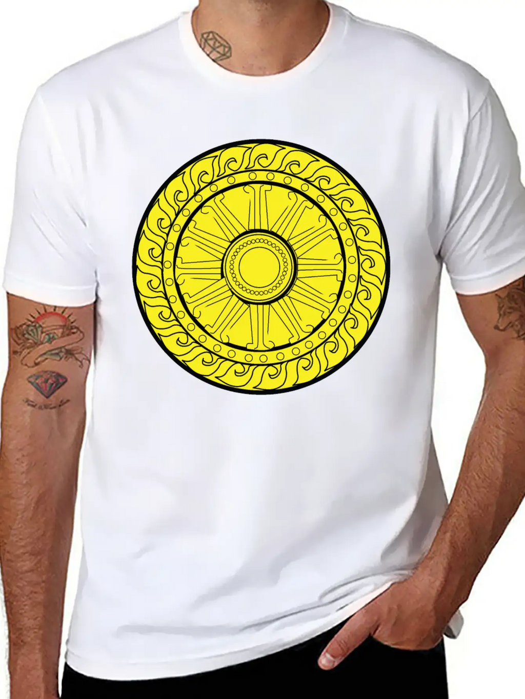 YELLOW CIRCULAR GEOMETRIC Unisex Casual T-Shirt – Clean Design For Daily Comfort