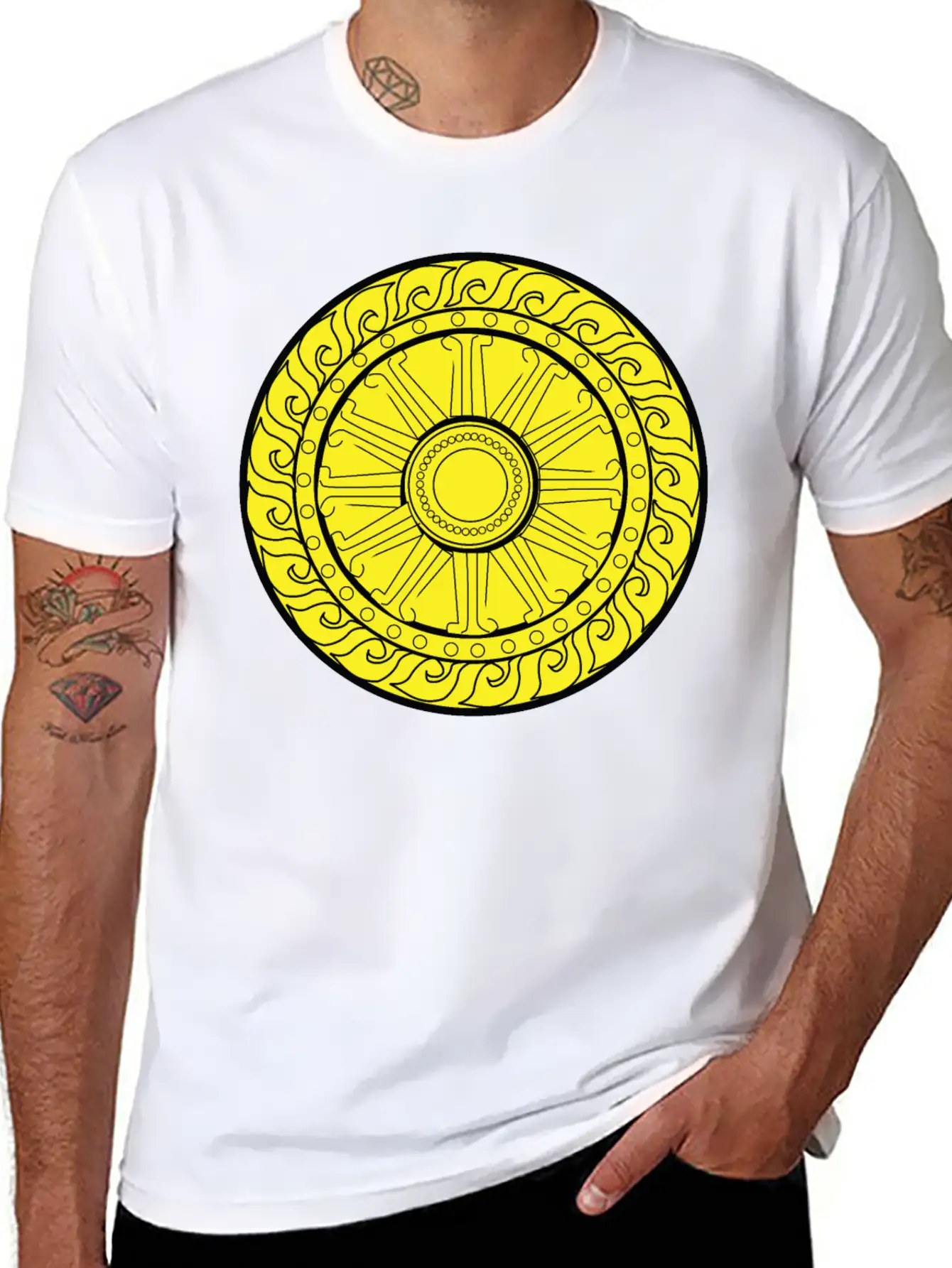 YELLOW CIRCULAR GEOMETRIC Unisex Casual T-Shirt – Clean Design For Daily Comfort