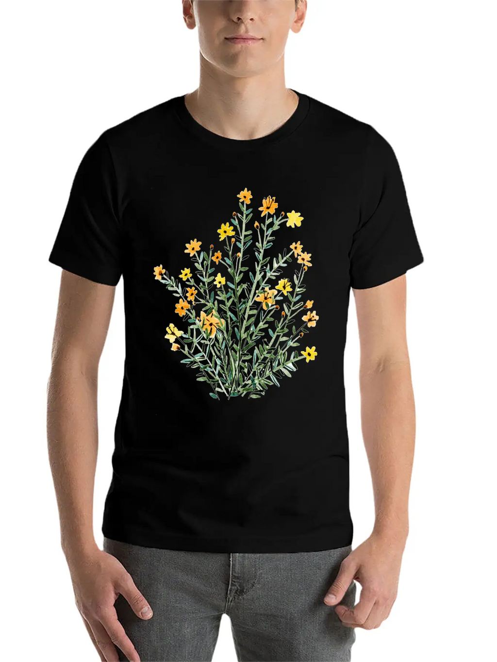 Yellow Floral Sun Flower Casual Graphic T-Shirt – Simple And Comfortable Daily Wear