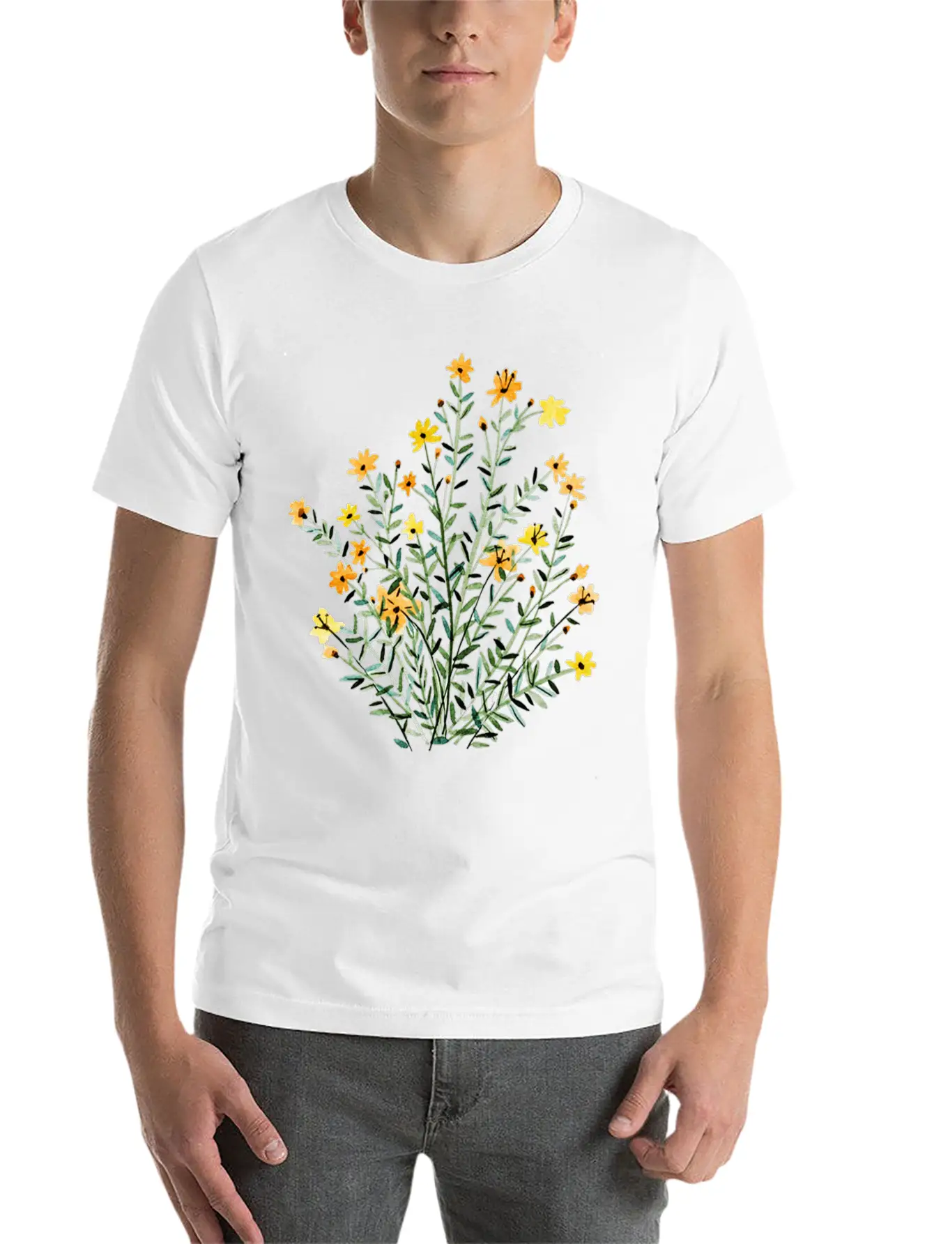 Yellow Floral Sun Flower Casual Graphic T-Shirt – Simple And Comfortable Daily Wear