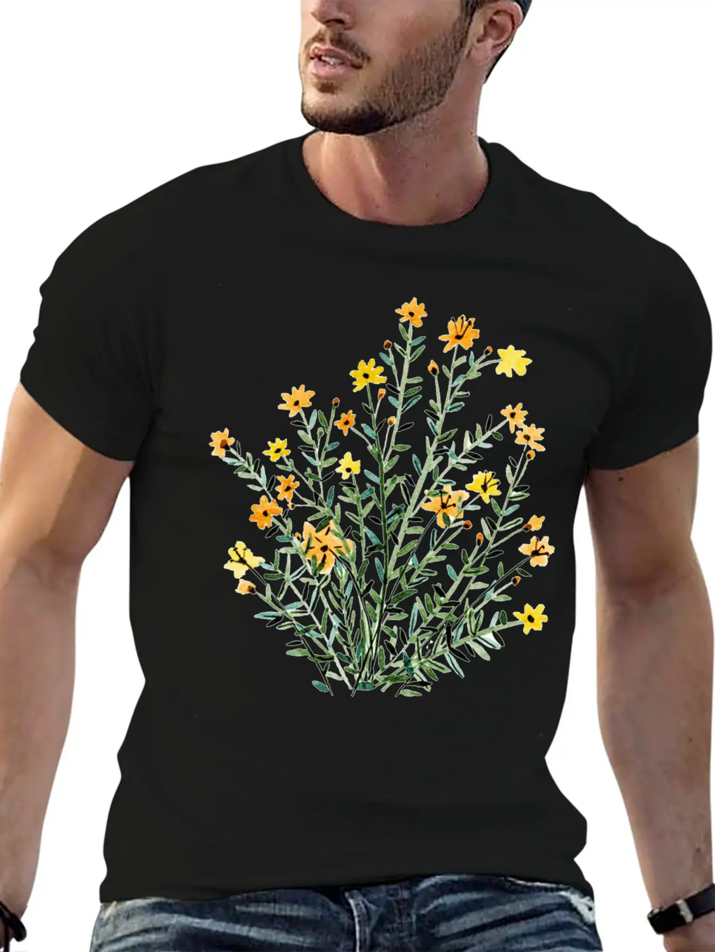 Yellow Floral Sun Flower Casual Graphic T-Shirt – Simple And Comfortable Daily Wear