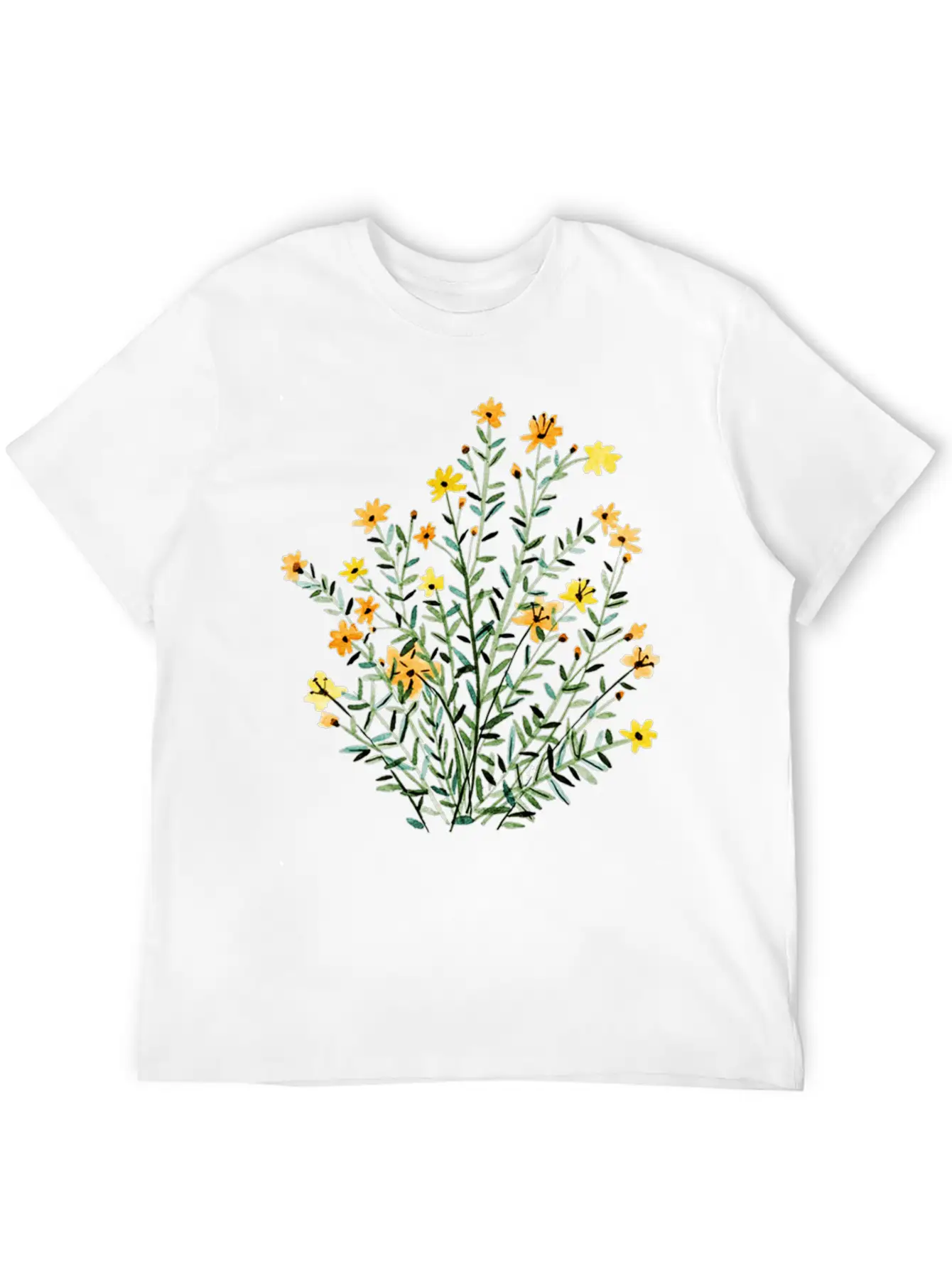 Yellow Floral Sun Flower Casual Graphic T-Shirt – Simple And Comfortable Daily Wear