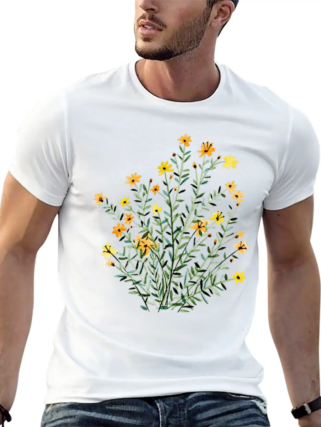 Yellow Floral Sun Flower Casual Graphic T-Shirt – Simple And Comfortable Daily Wear