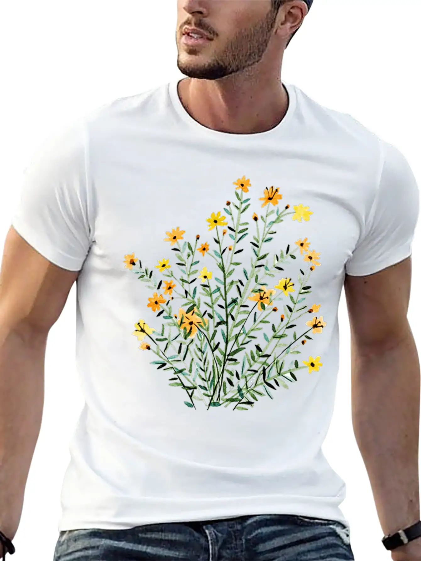 Yellow Floral Sun Flower Casual Graphic T-Shirt – Simple And Comfortable Daily Wear