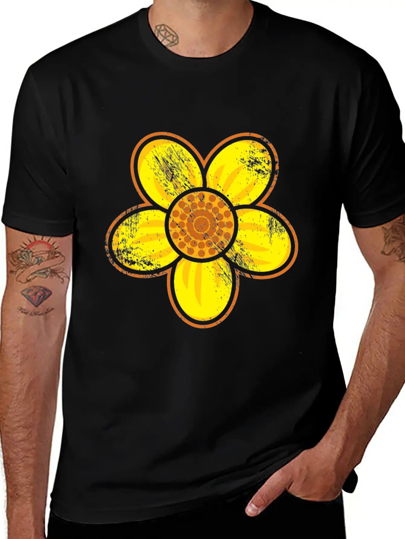 Yellow Flower Drawn Gift Girl Present Kid Unisex Casual T-Shirt – Clean Design For Daily Comfort