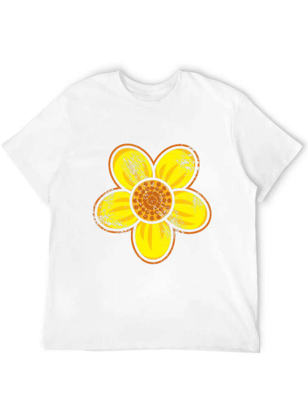 Yellow Flower Drawn Gift Girl Present Kid Unisex Casual T-Shirt – Clean Design For Daily Comfort