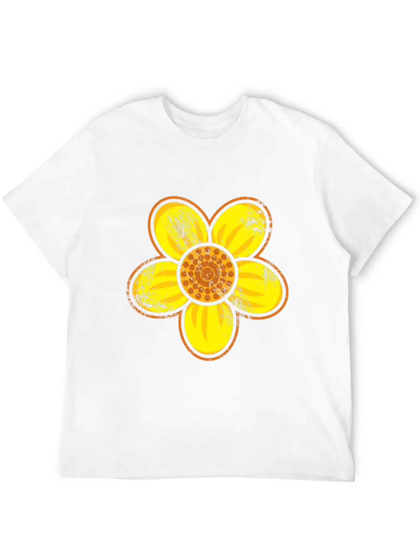 Yellow Flower Drawn Gift Girl Present Kid Unisex Casual T-Shirt – Clean Design For Daily Comfort