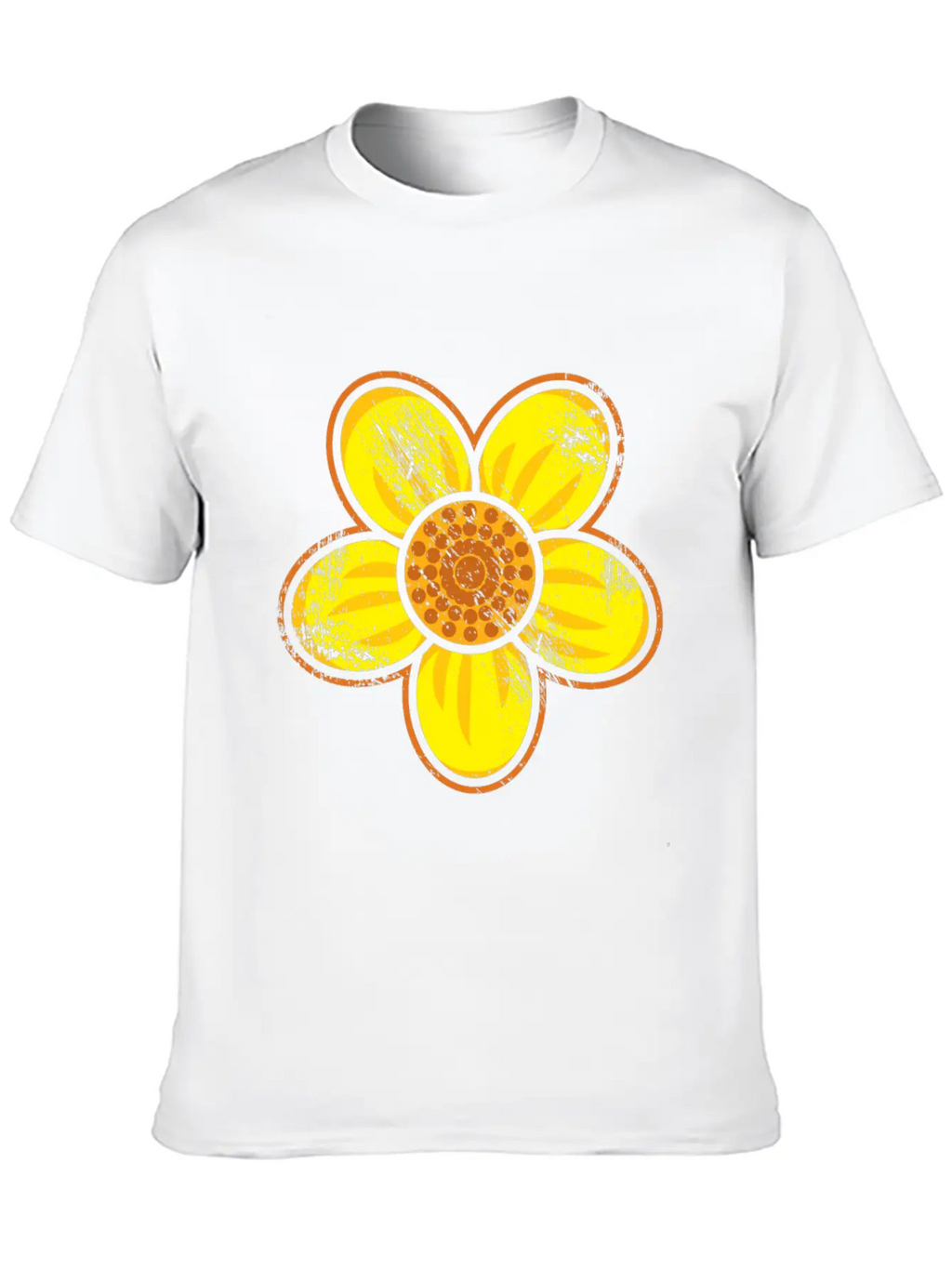 Yellow Flower Drawn Gift Girl Present Kid Unisex Casual T-Shirt – Clean Design For Daily Comfort