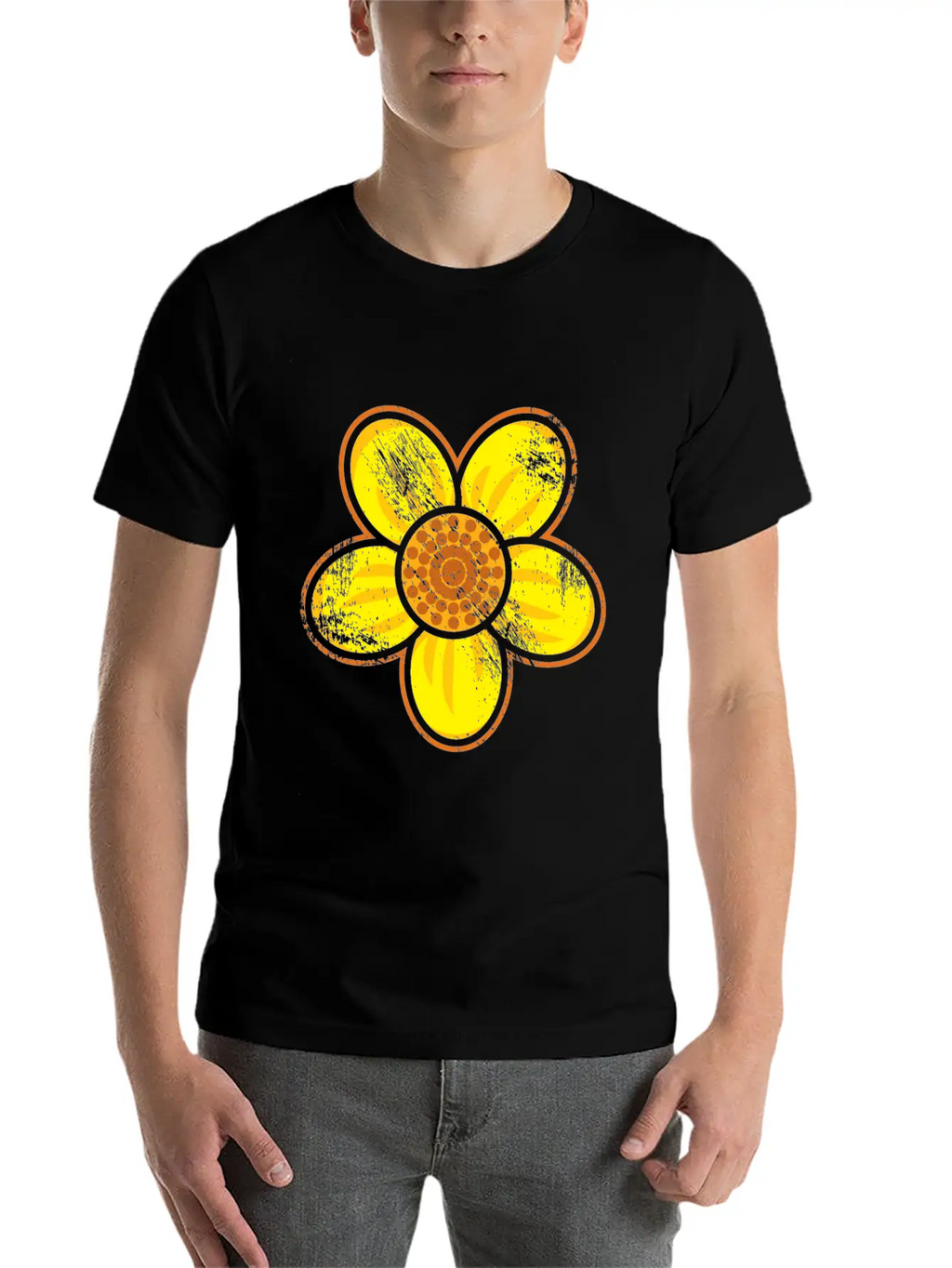 Yellow Flower Drawn Gift Girl Present Kid Unisex Casual T-Shirt – Clean Design For Daily Comfort