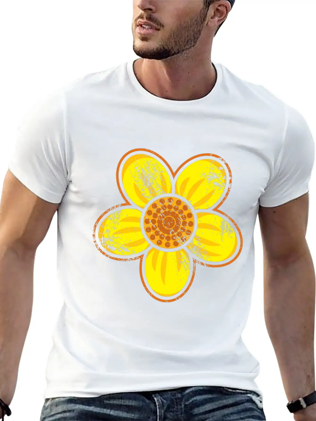 Yellow Flower Drawn Gift Girl Present Kid Unisex Casual T-Shirt – Clean Design For Daily Comfort