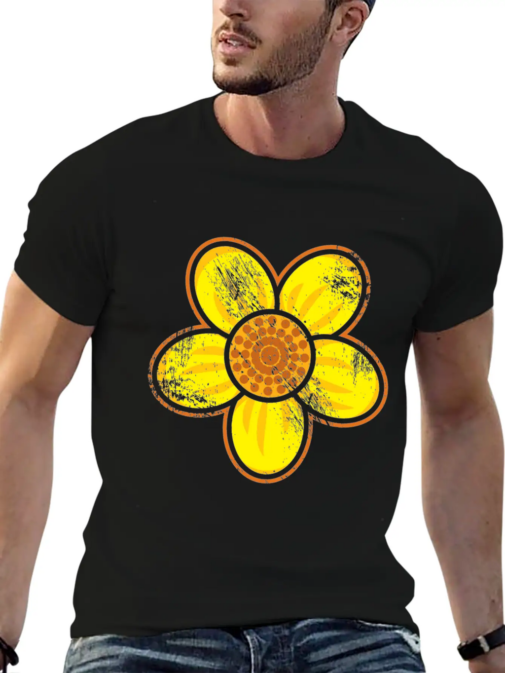 Yellow Flower Drawn Gift Girl Present Kid Unisex Casual T-Shirt – Clean Design For Daily Comfort