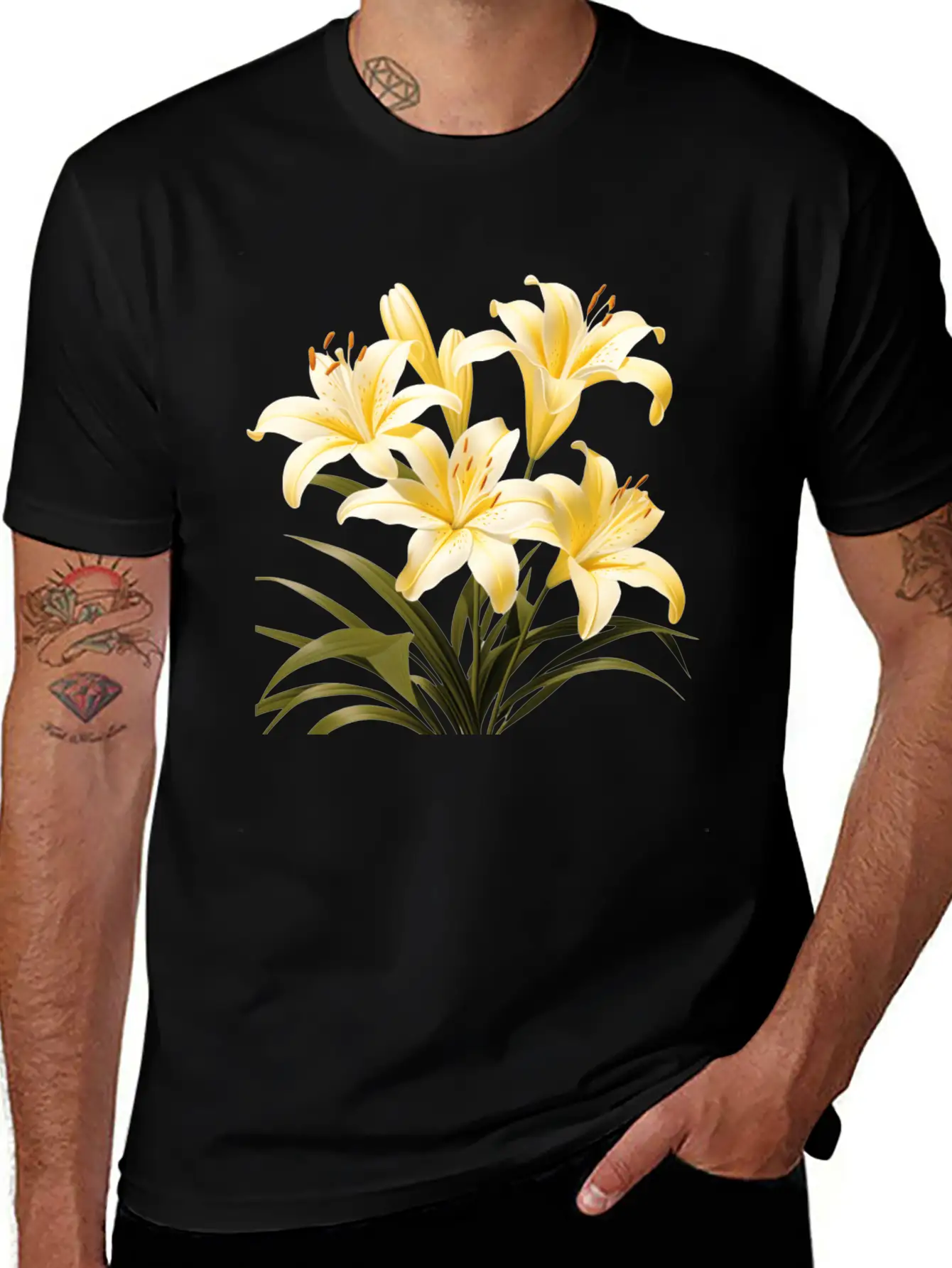 Yellow Lily Bouquet Stylish Everyday T-Shirt – Unisex Basic Cotton Tee