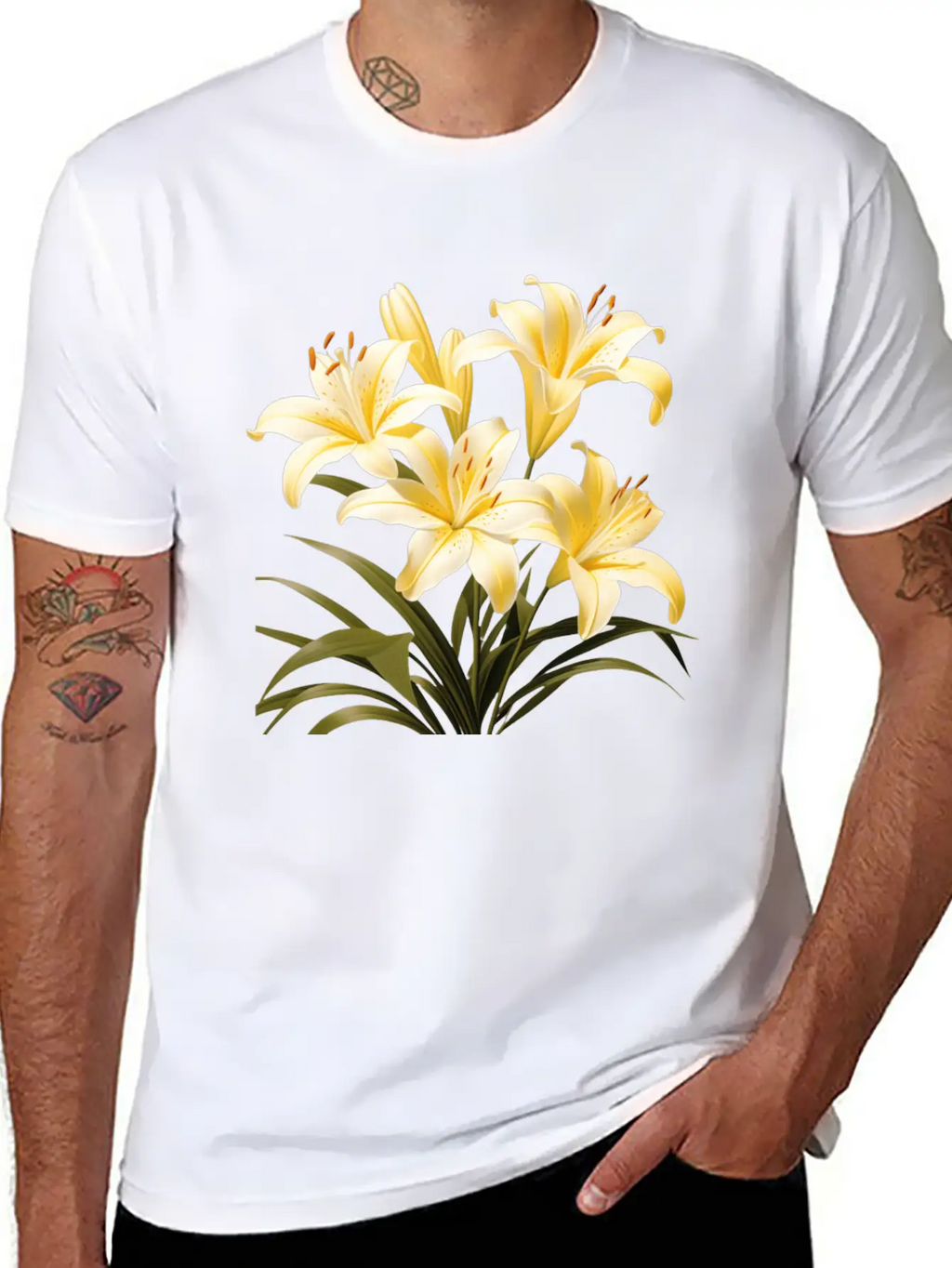 Yellow Lily Bouquet Stylish Everyday T-Shirt – Unisex Basic Cotton Tee