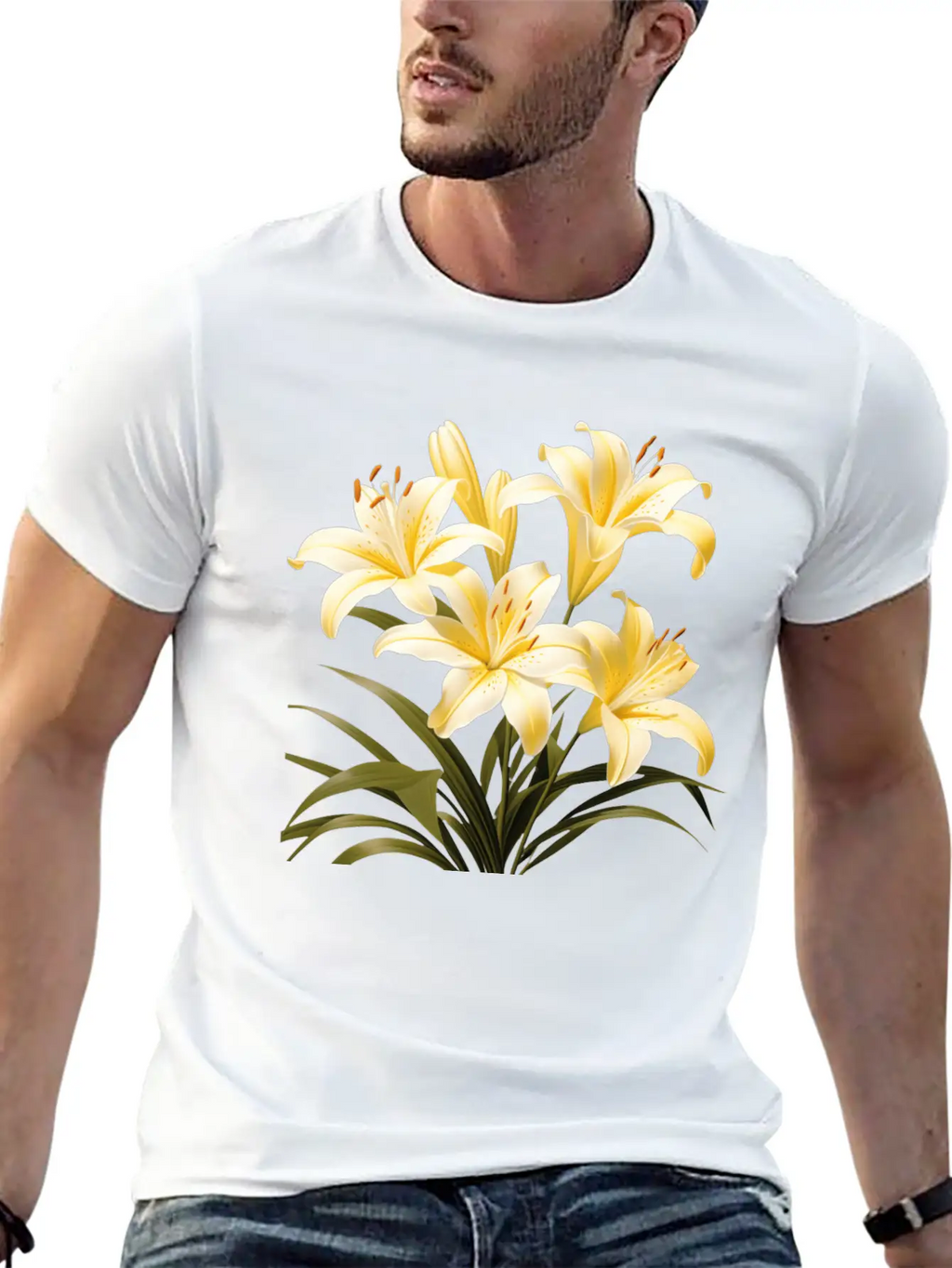 Yellow Lily Bouquet Stylish Everyday T-Shirt – Unisex Basic Cotton Tee