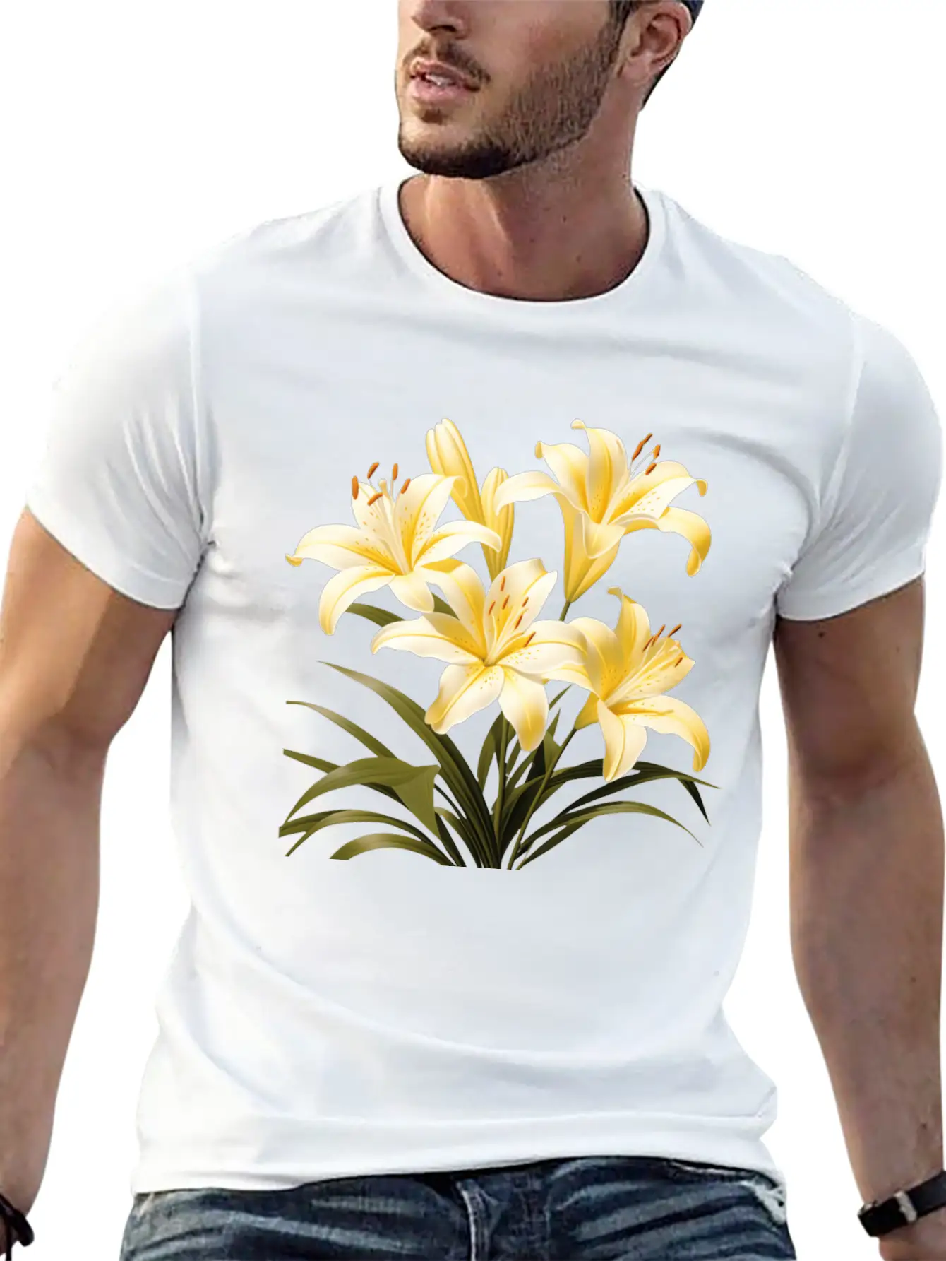Yellow Lily Bouquet Stylish Everyday T-Shirt – Unisex Basic Cotton Tee