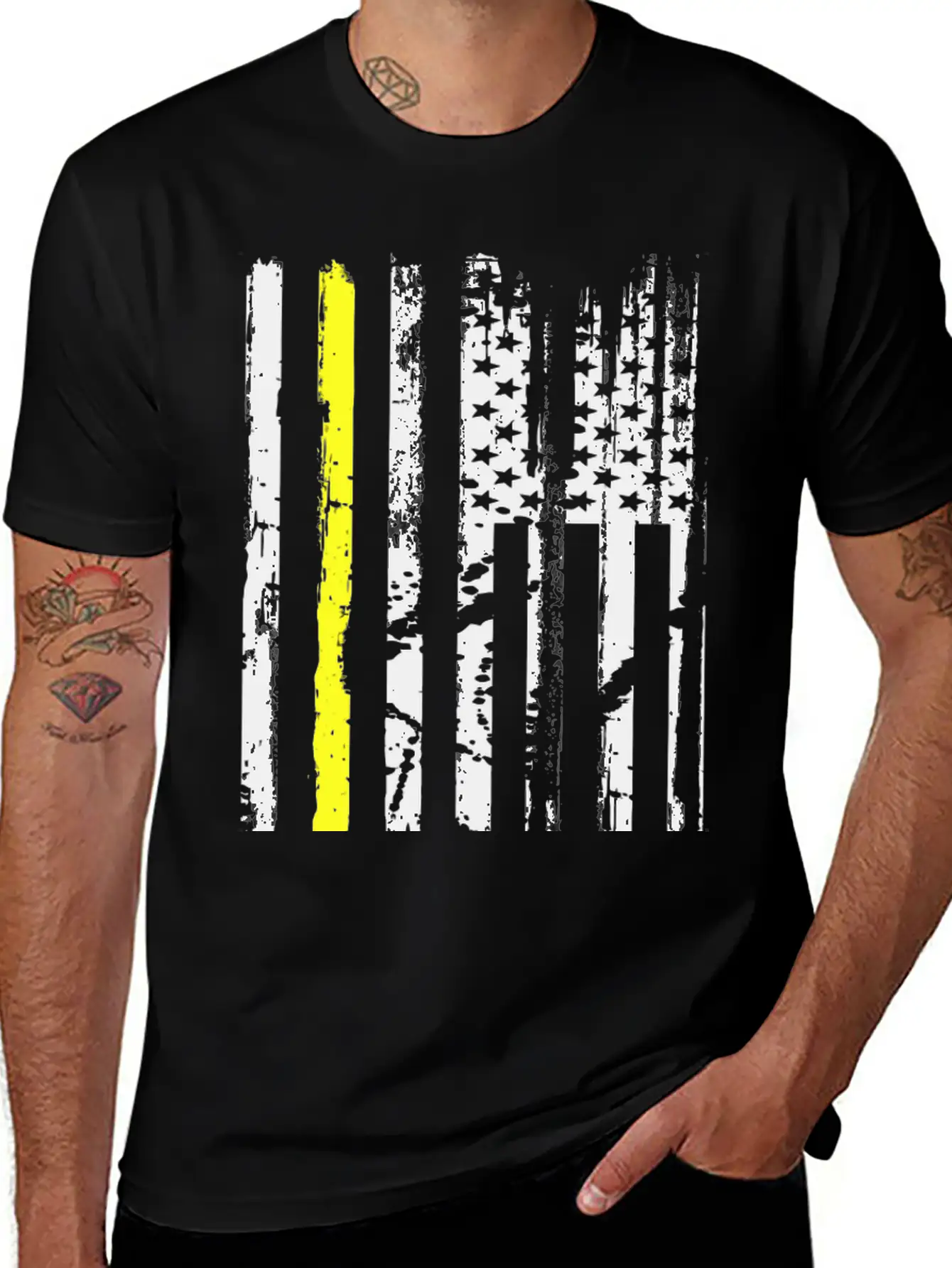 Yellow Line Towing American Flag Tow Truck Driver Unisex Casual T-Shirt – Clean Design For Daily Comfort