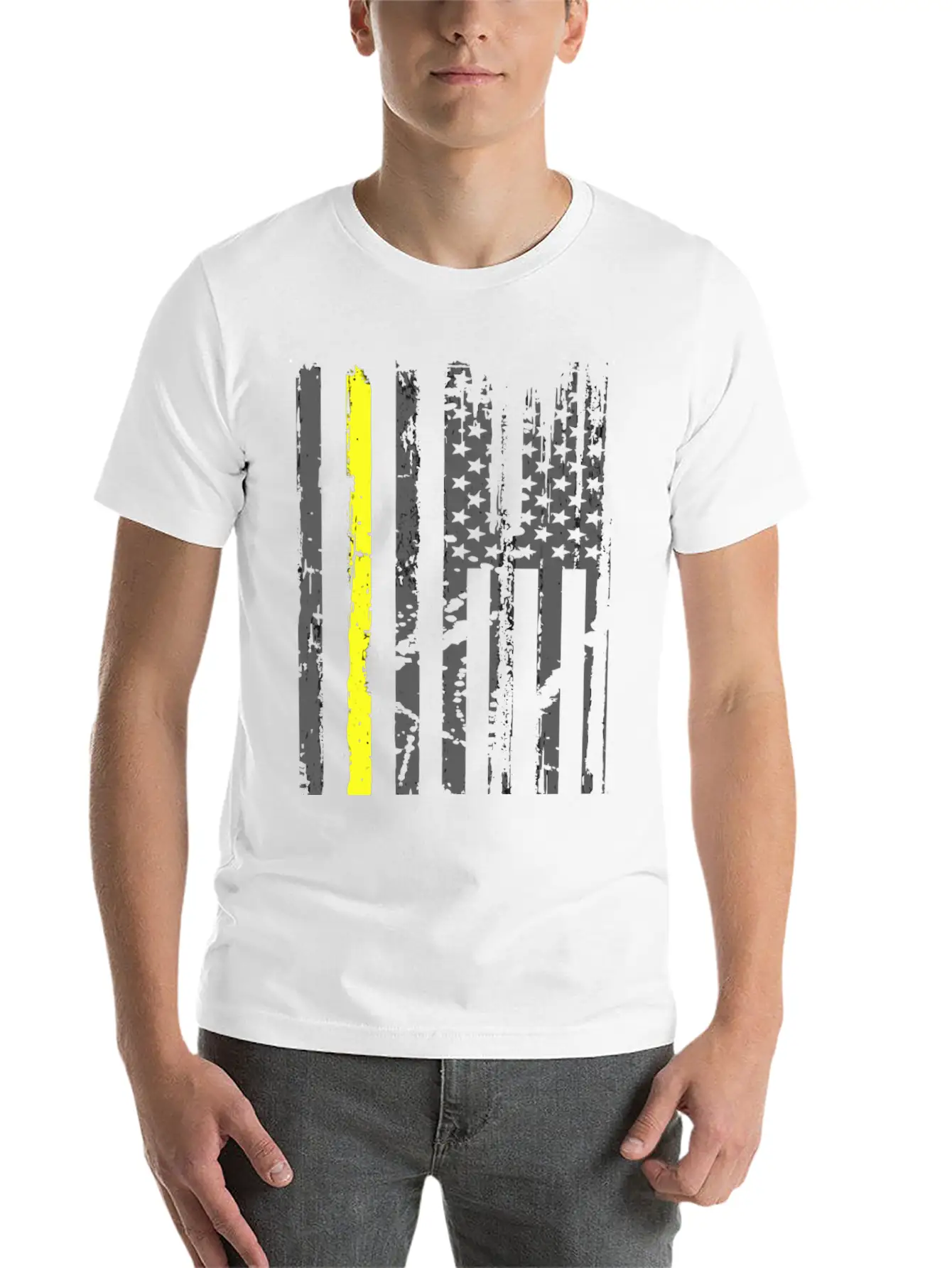 Yellow Line Towing American Flag Tow Truck Driver Unisex Casual T-Shirt – Clean Design For Daily Comfort