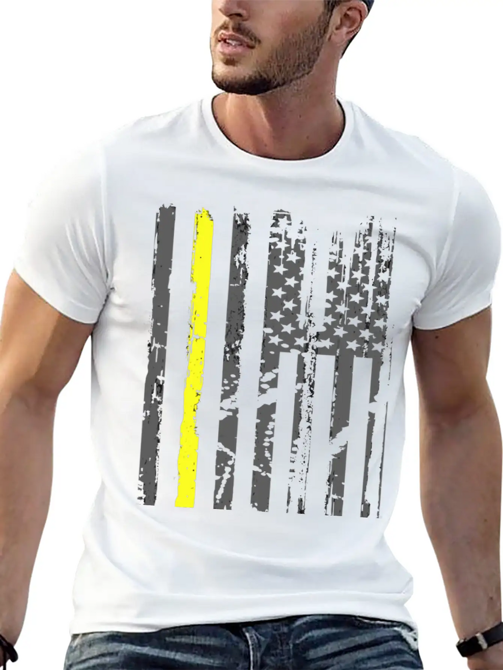 Yellow Line Towing American Flag Tow Truck Driver Unisex Casual T-Shirt – Clean Design For Daily Comfort