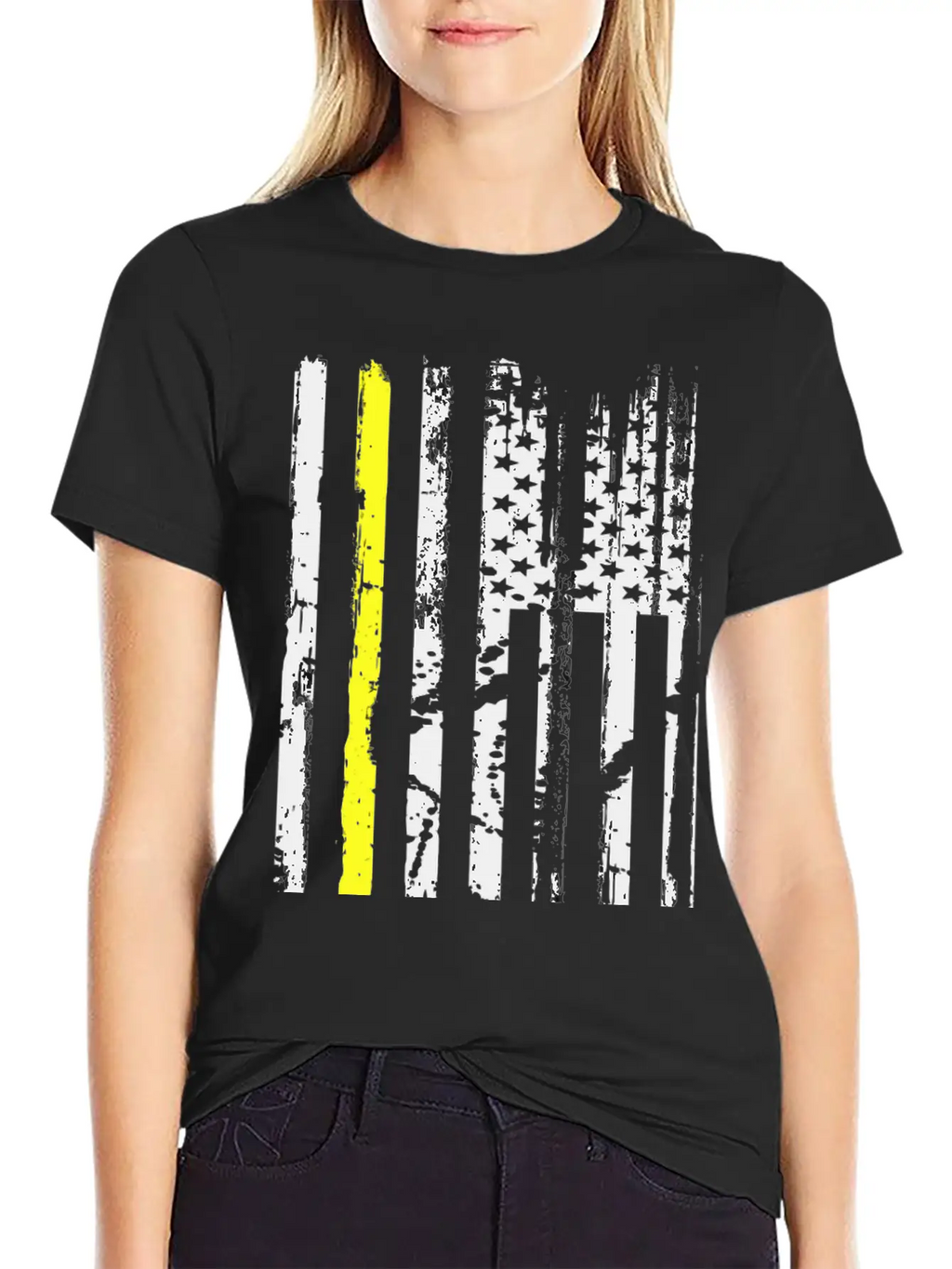 Yellow Line Towing American Flag Tow Truck Driver Unisex Casual T-Shirt – Clean Design For Daily Comfort
