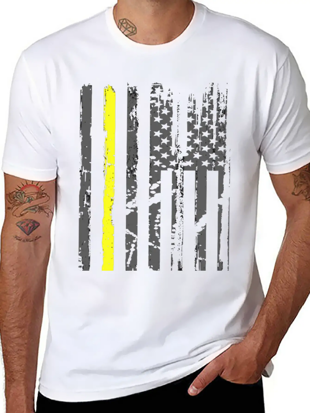 Yellow Line Towing American Flag Tow Truck Driver Unisex Casual T-Shirt – Clean Design For Daily Comfort