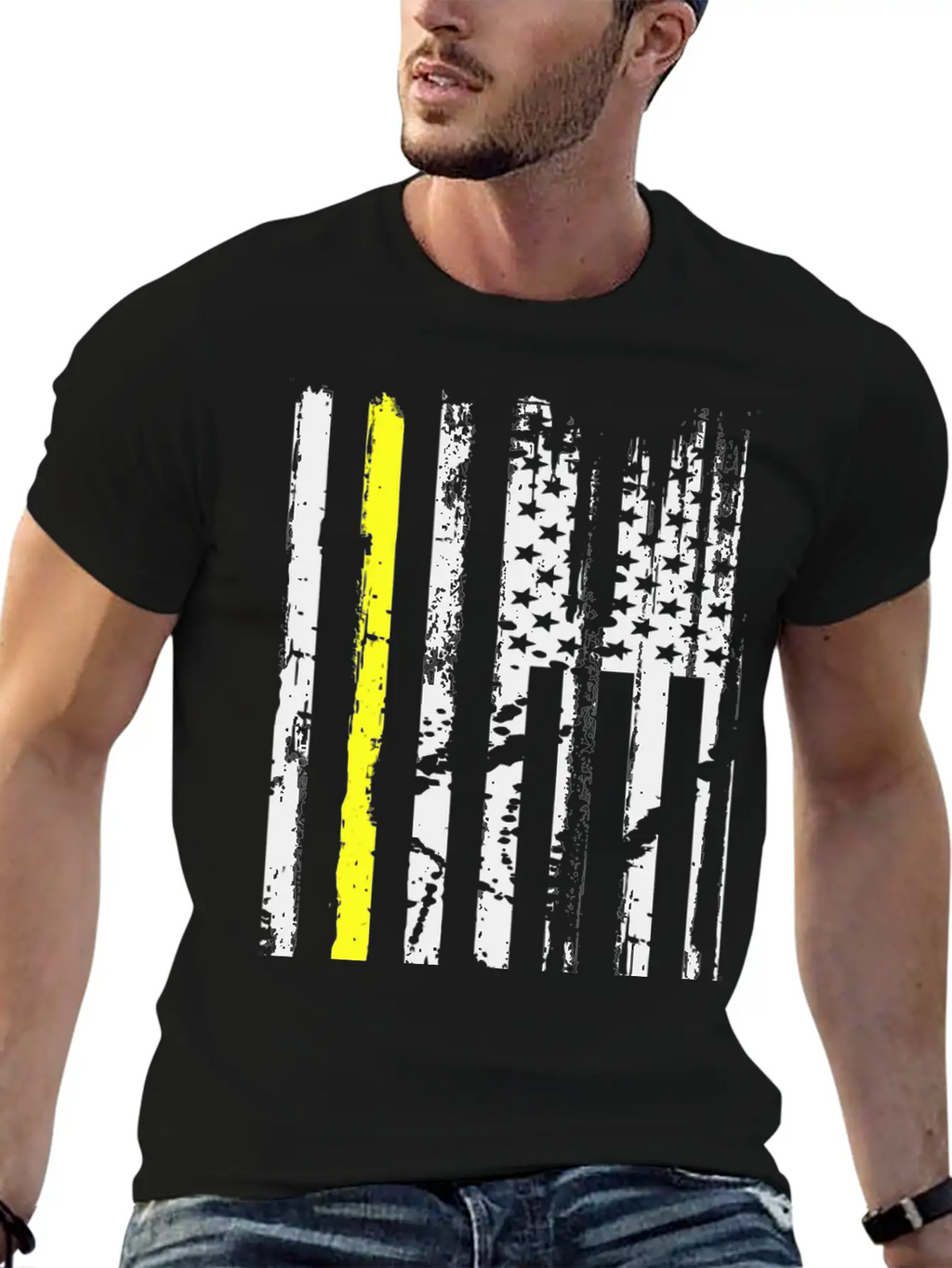Yellow Line Towing American Flag Tow Truck Driver Unisex Casual T-Shirt – Clean Design For Daily Comfort