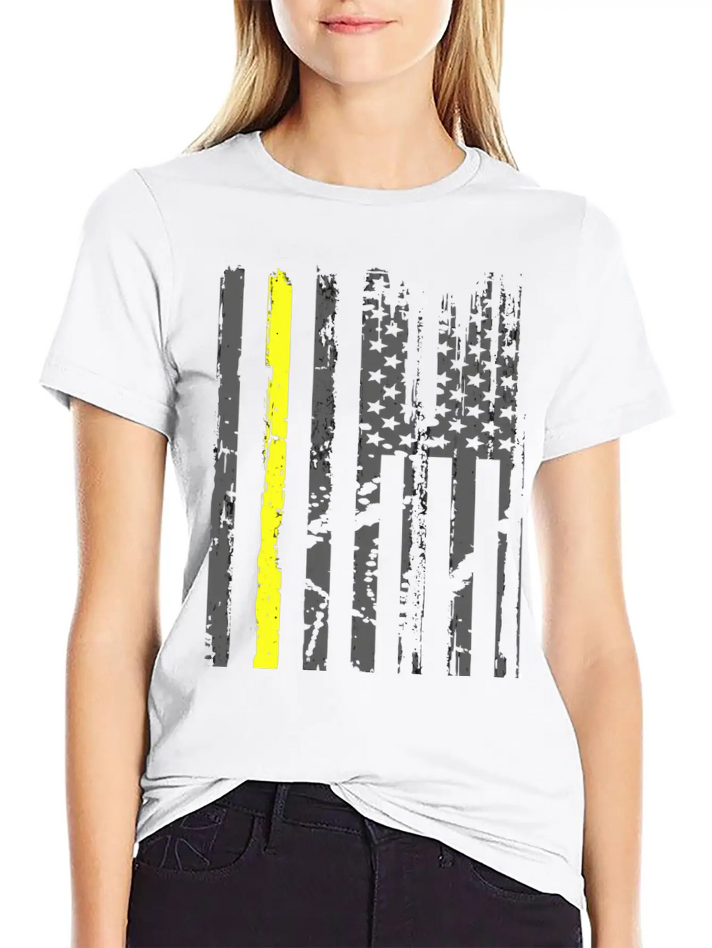 Yellow Line Towing American Flag Tow Truck Driver Unisex Casual T-Shirt – Clean Design For Daily Comfort