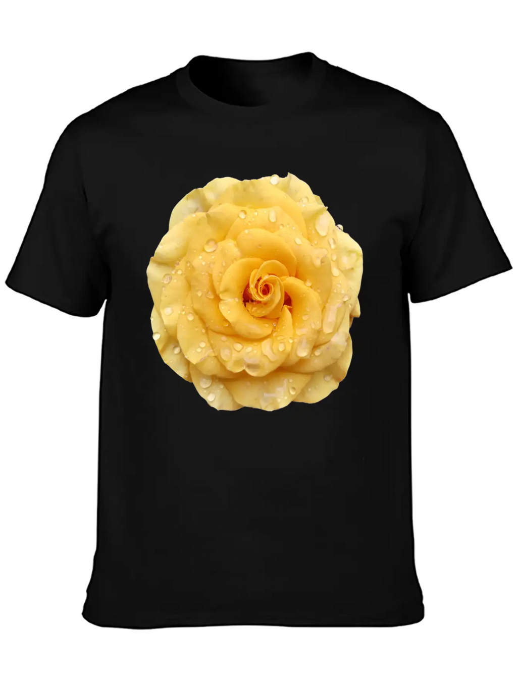 Yellow Rose With Raindrops Casual Graphic T-Shirt – Simple And Comfortable Daily Wear