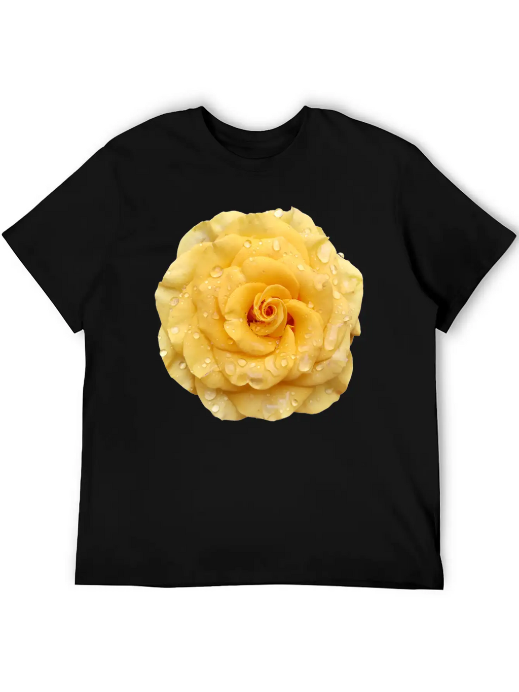 Yellow Rose With Raindrops Casual Graphic T-Shirt – Simple And Comfortable Daily Wear