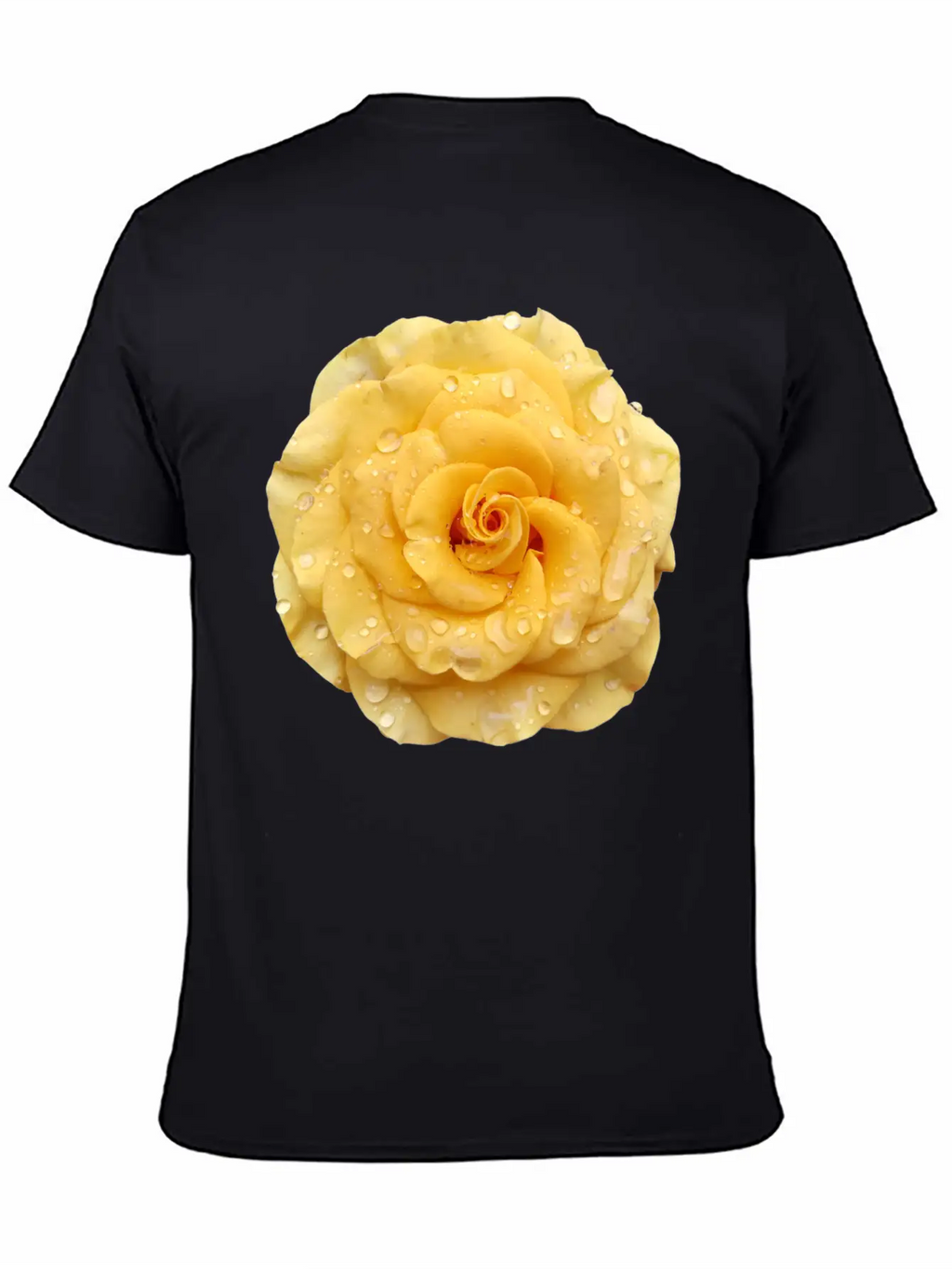 Yellow Rose With Raindrops Casual Graphic T-Shirt – Simple And Comfortable Daily Wear