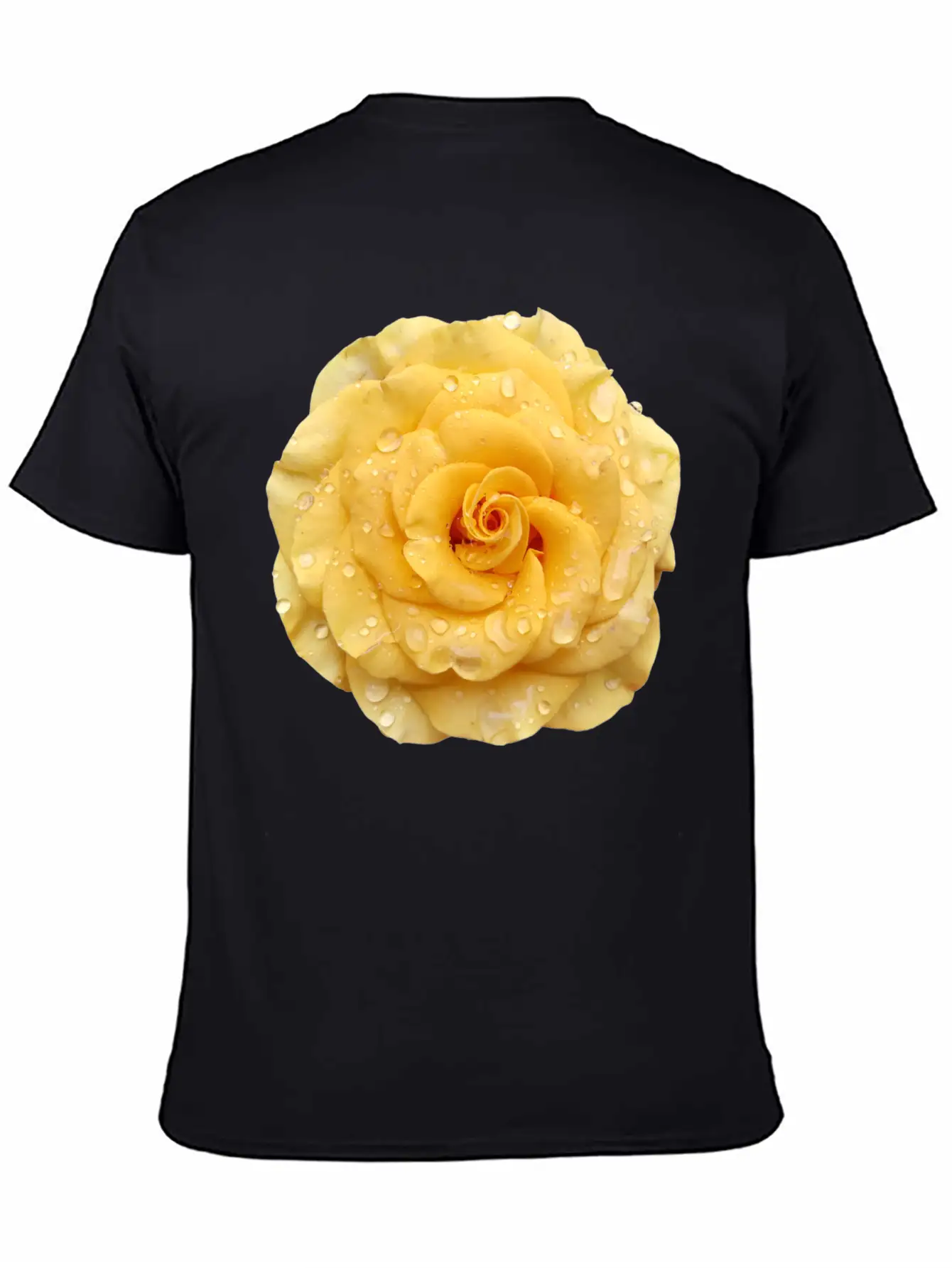 Yellow Rose With Raindrops Casual Graphic T-Shirt – Simple And Comfortable Daily Wear