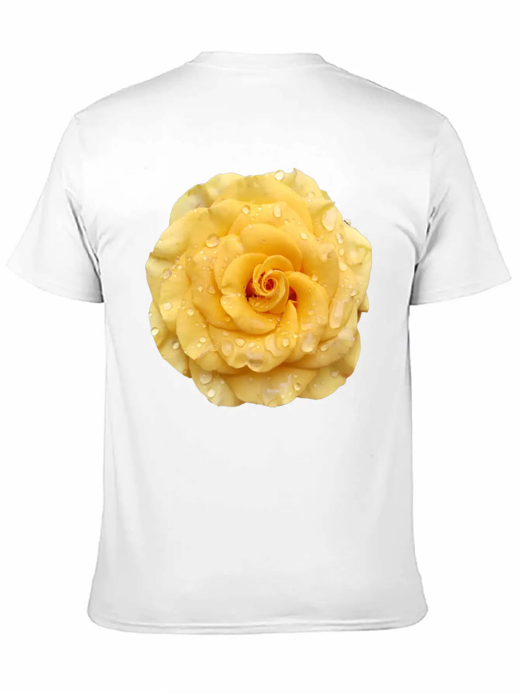 Yellow Rose With Raindrops Casual Graphic T-Shirt – Simple And Comfortable Daily Wear